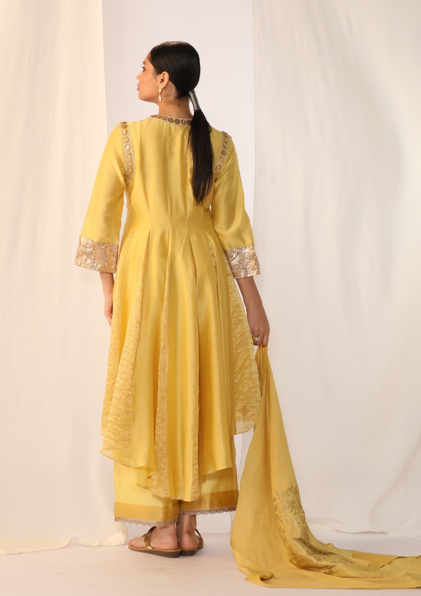 Godet Kurta Gota Handwork Paired With Pants & Luxrious Dupatta