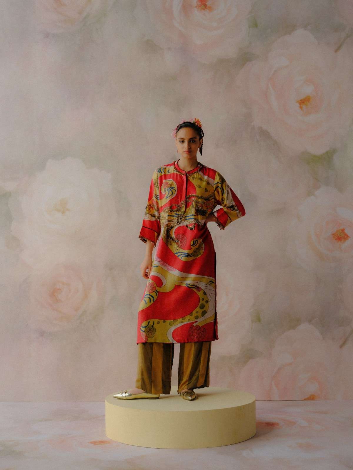 Scarlet Bloom Kurta Set