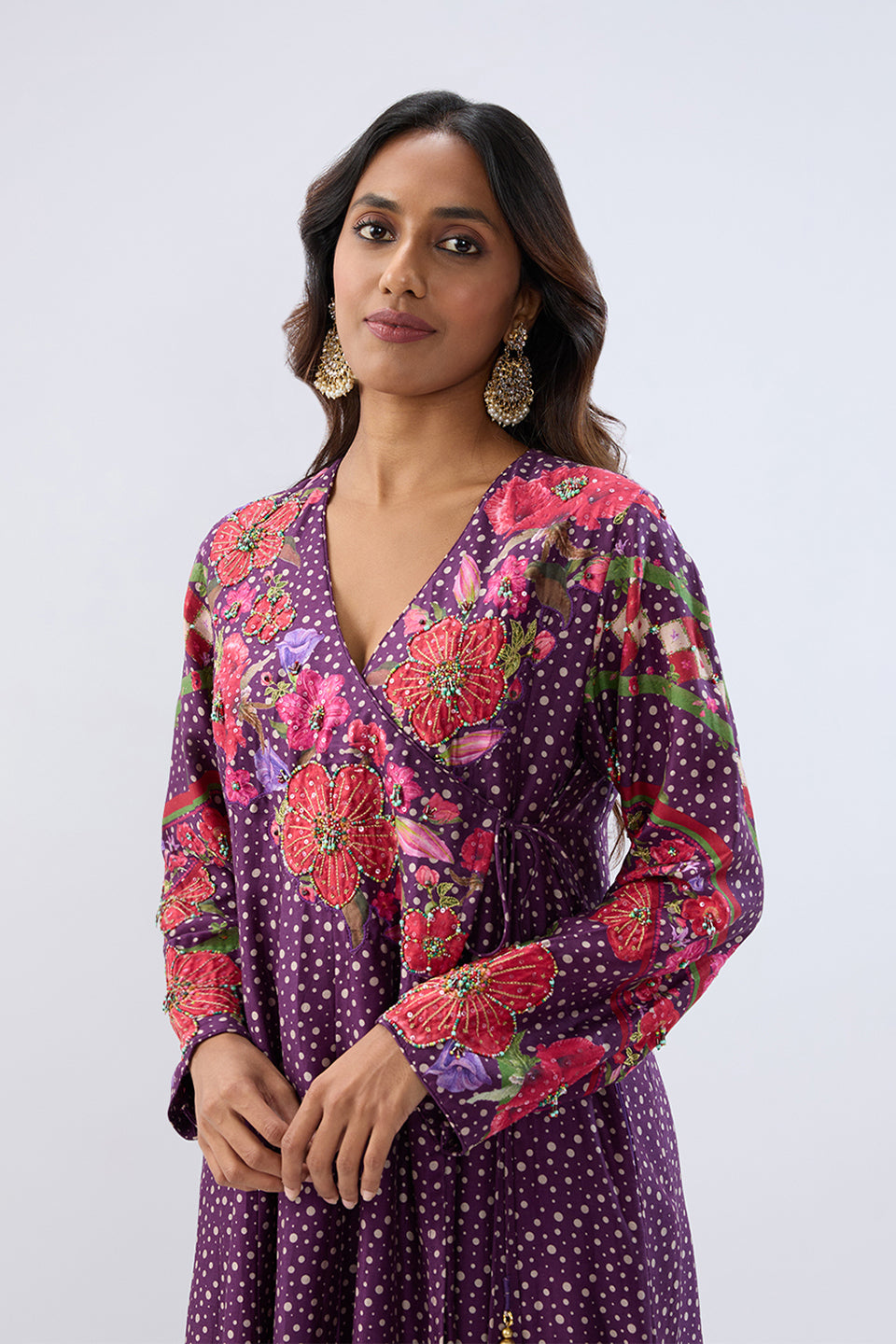 Blossom Purple Angrakha Set