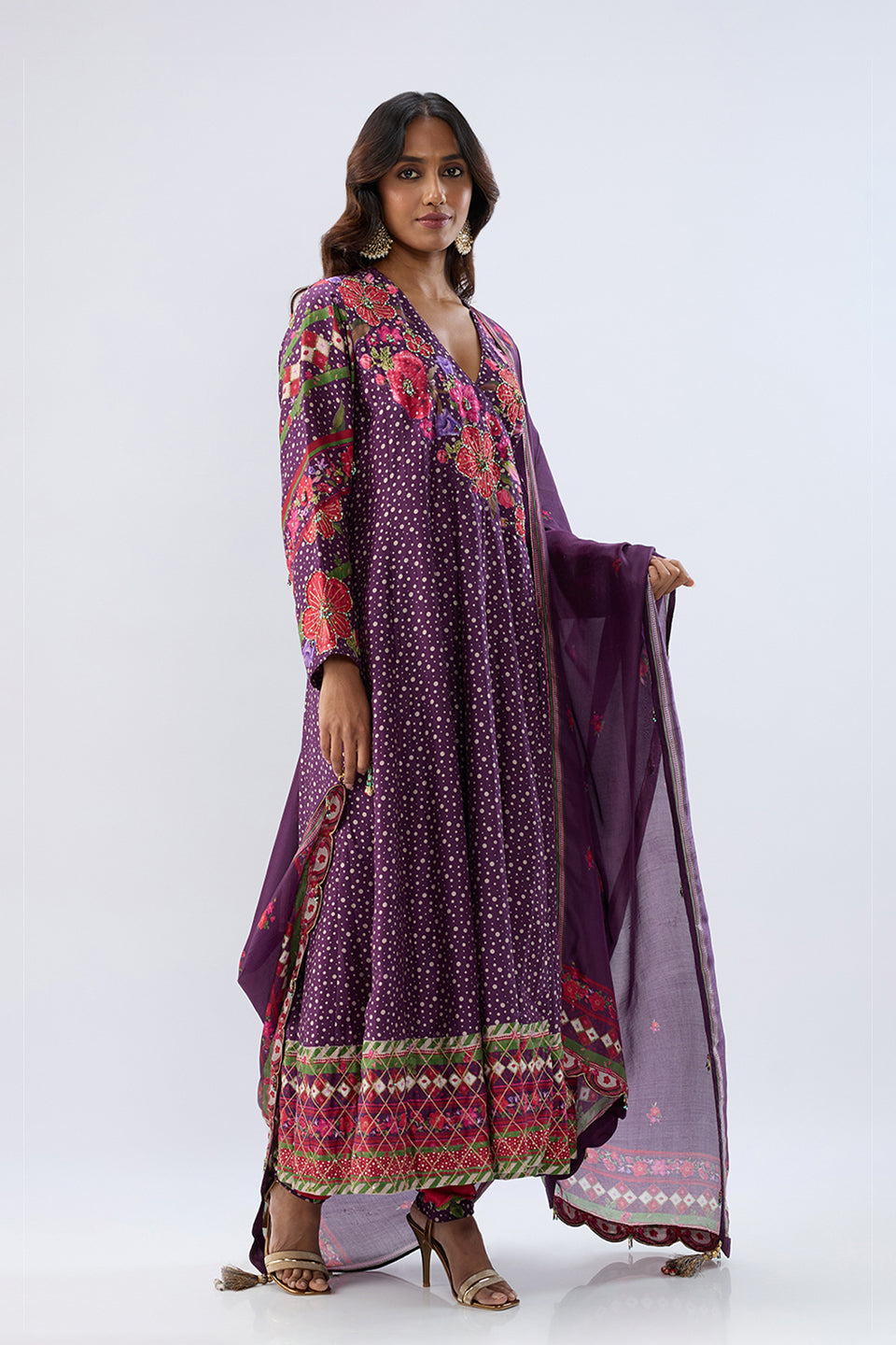 Blossom Purple Angrakha Set