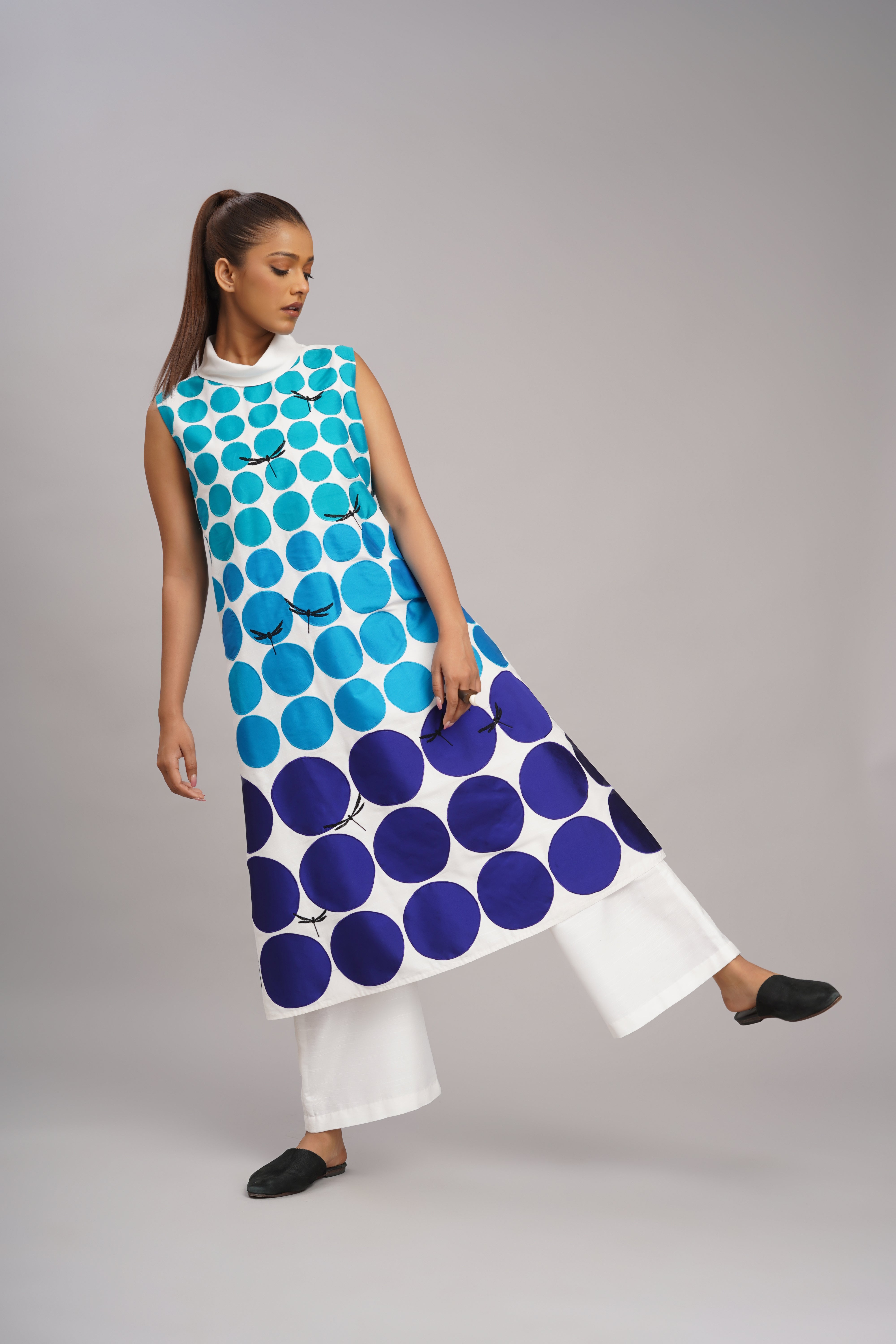 Blue Polka Grid