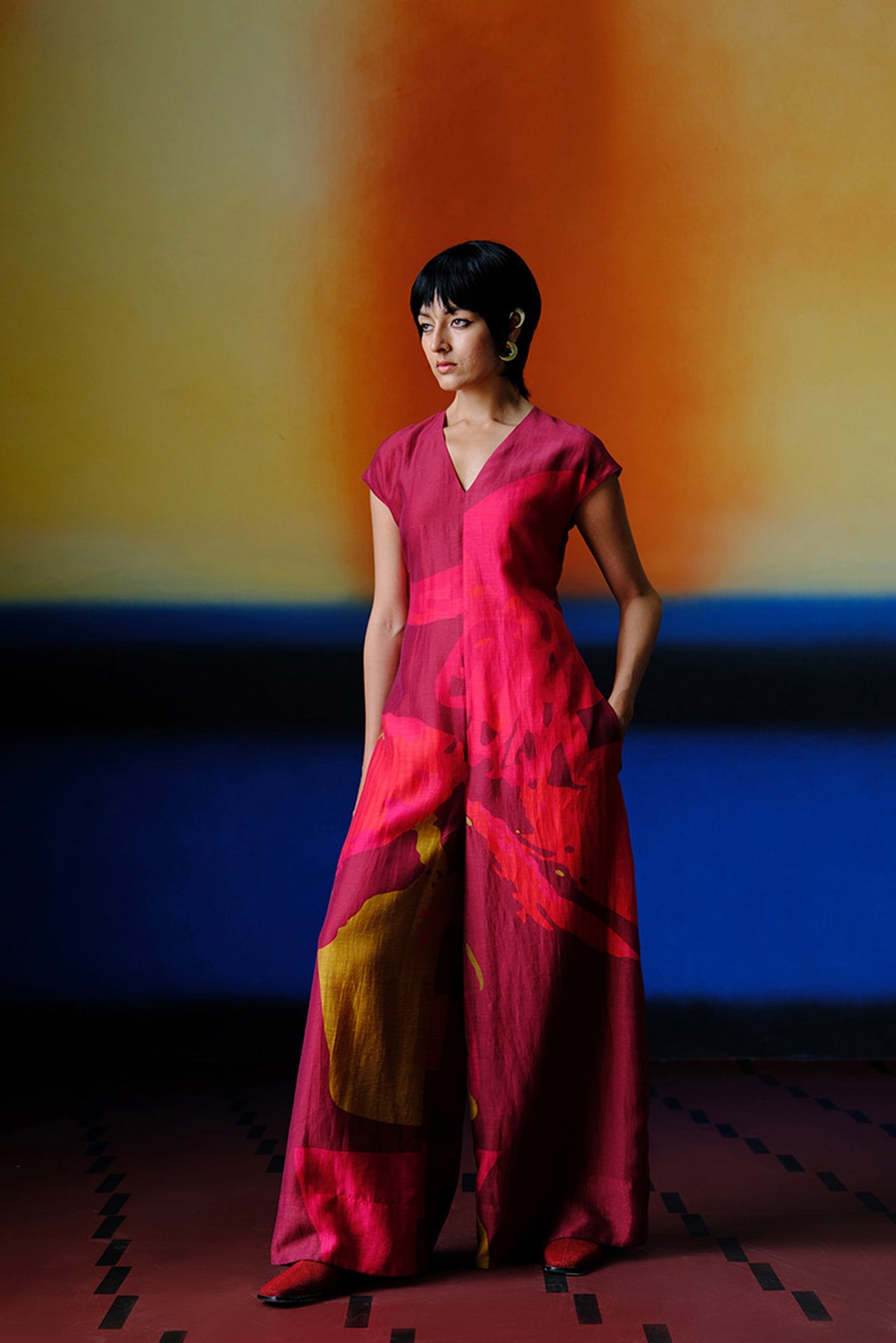 Flos Deep Red & Maroon jumpsuit