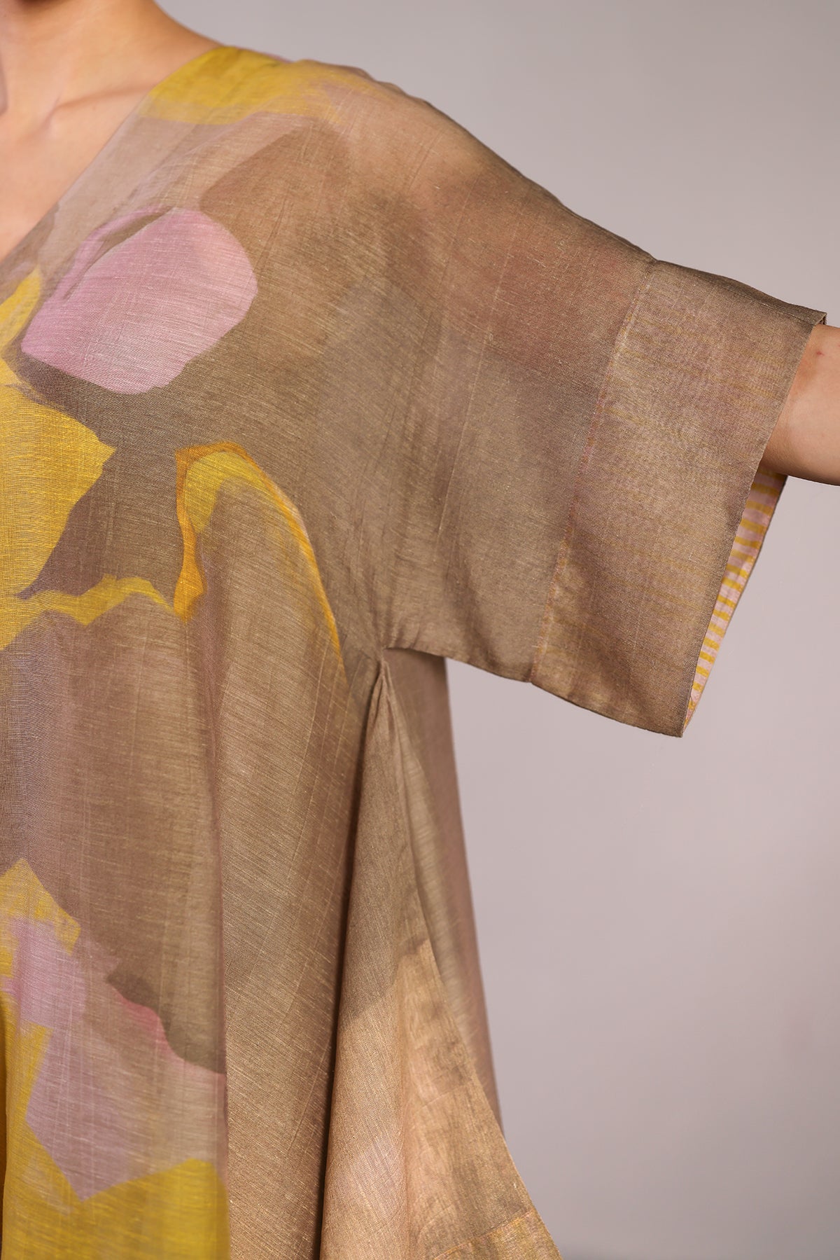 Candy Floss smoky beige & bright yellow kurta set