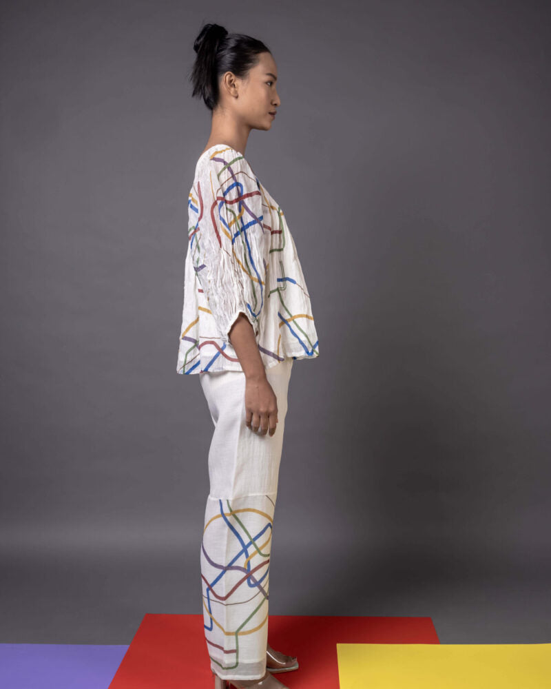 Chanderi Trk White Pyjama