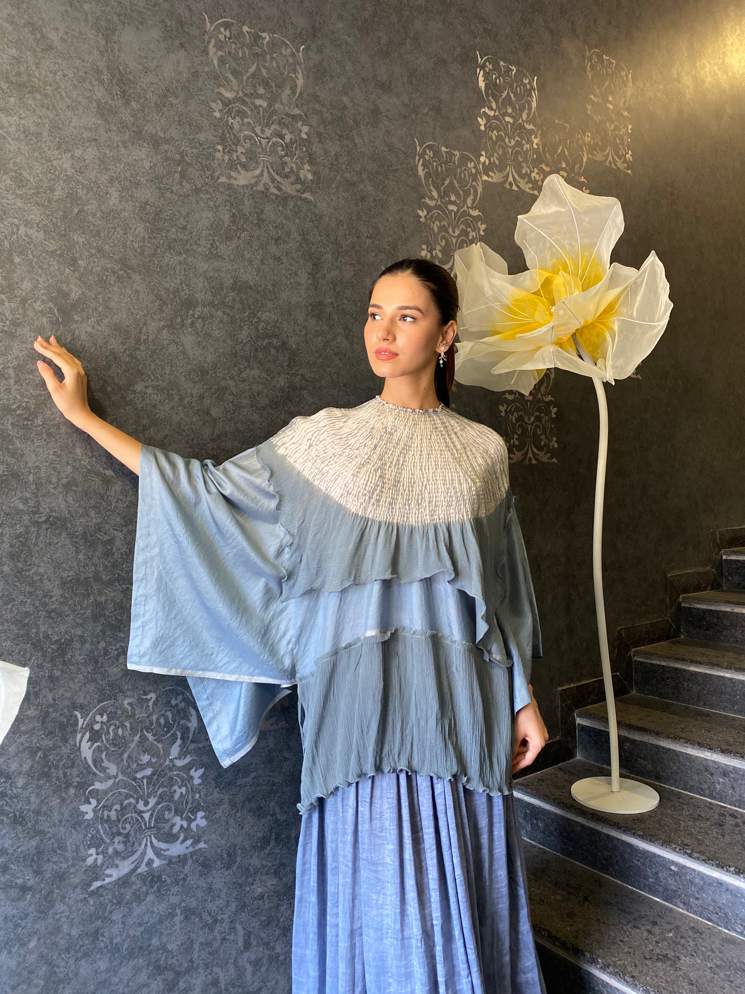 Linen Silk Skirt - Grey