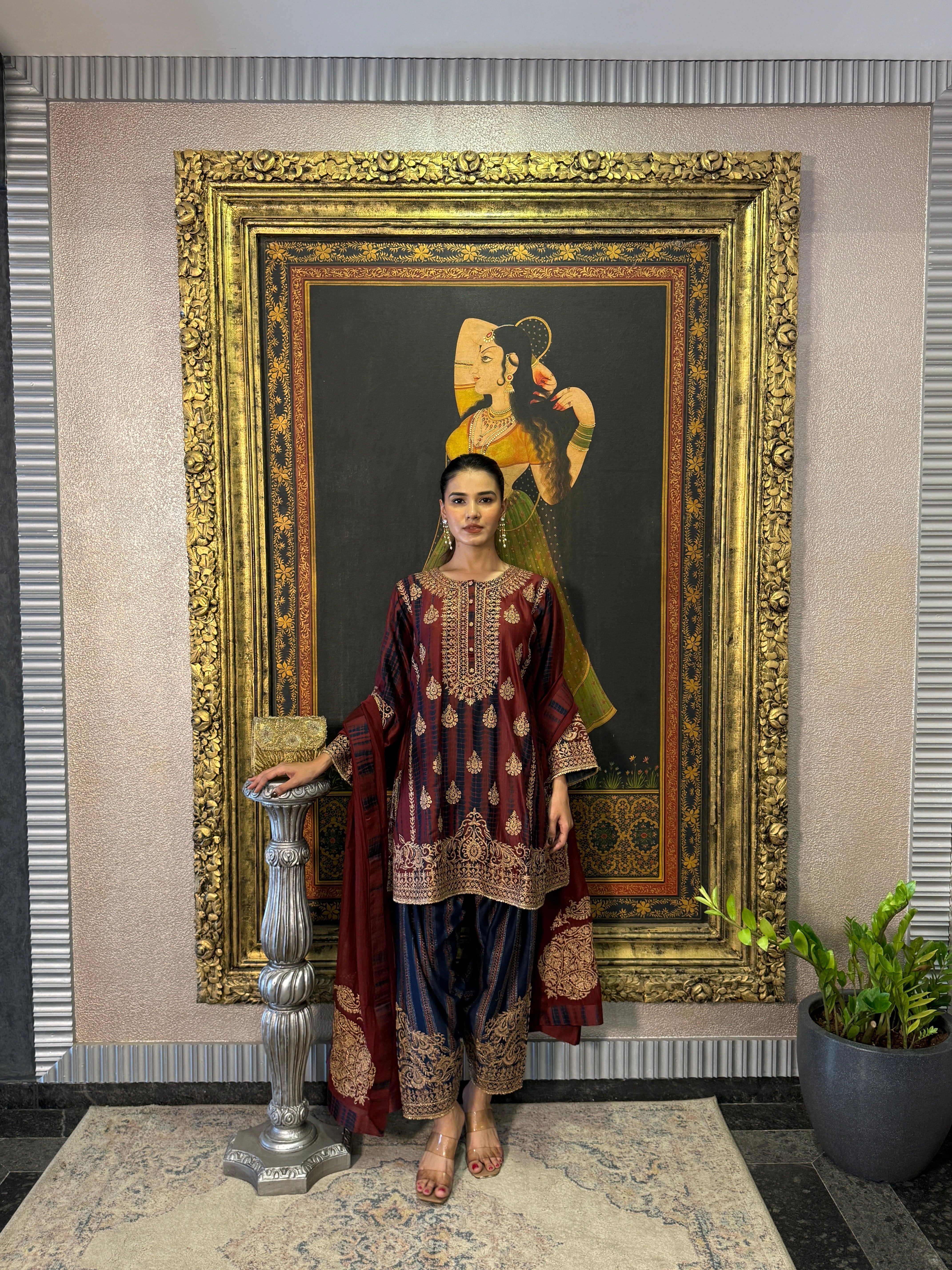 Ajrakh Choga Set