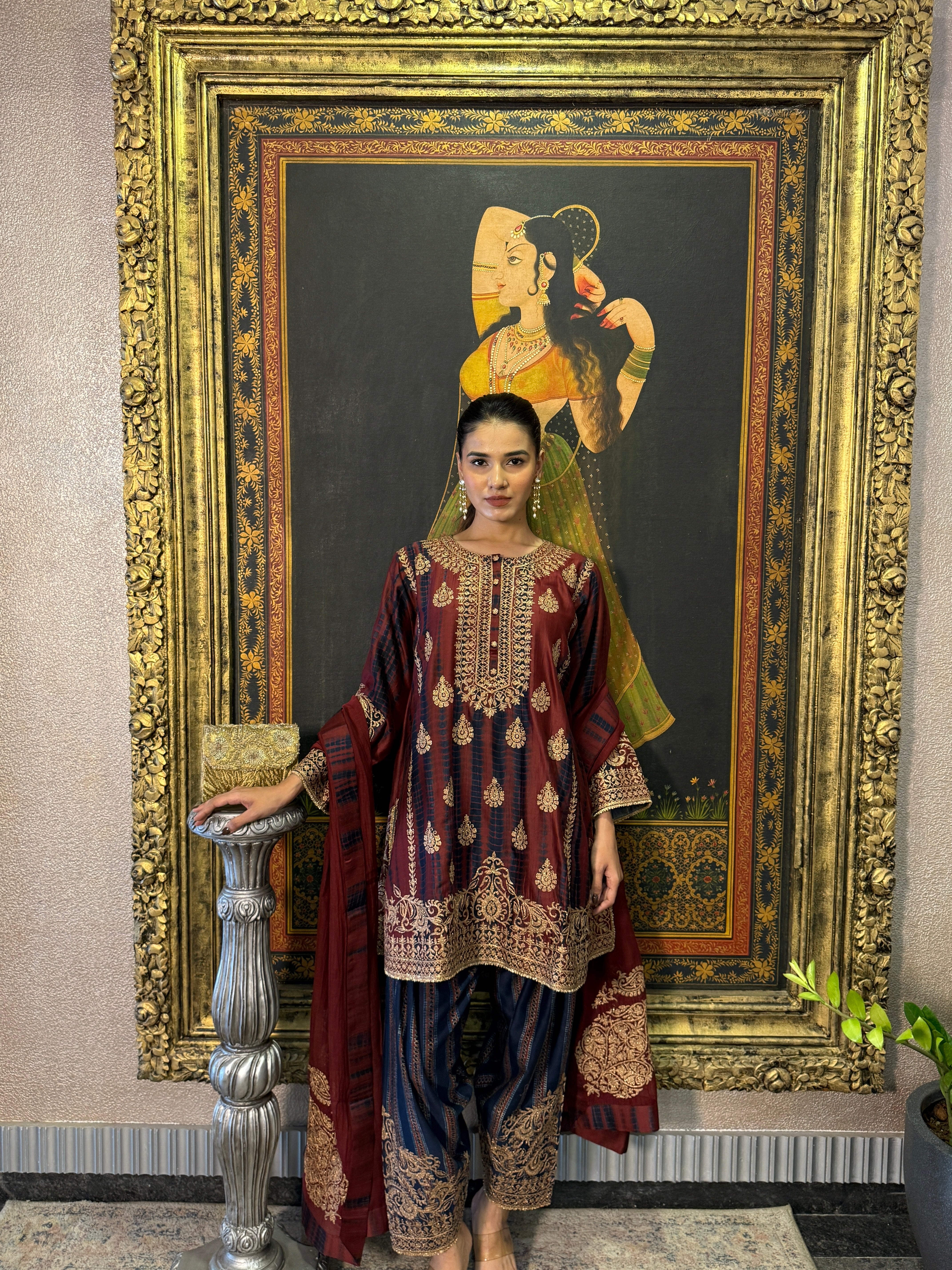 Ajrakh Choga Set