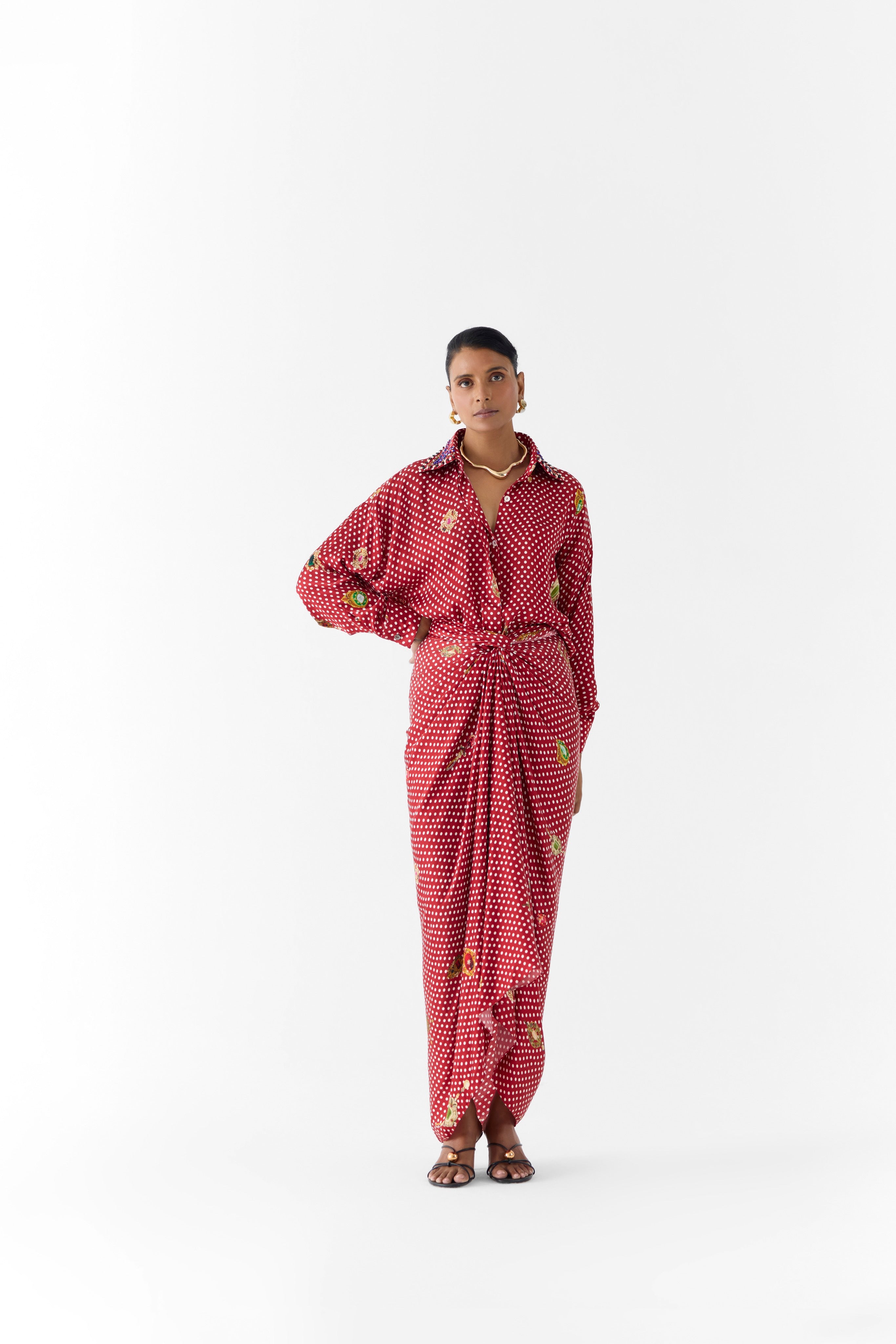 QUARTZ POLKA DOT SHIRT DRESS