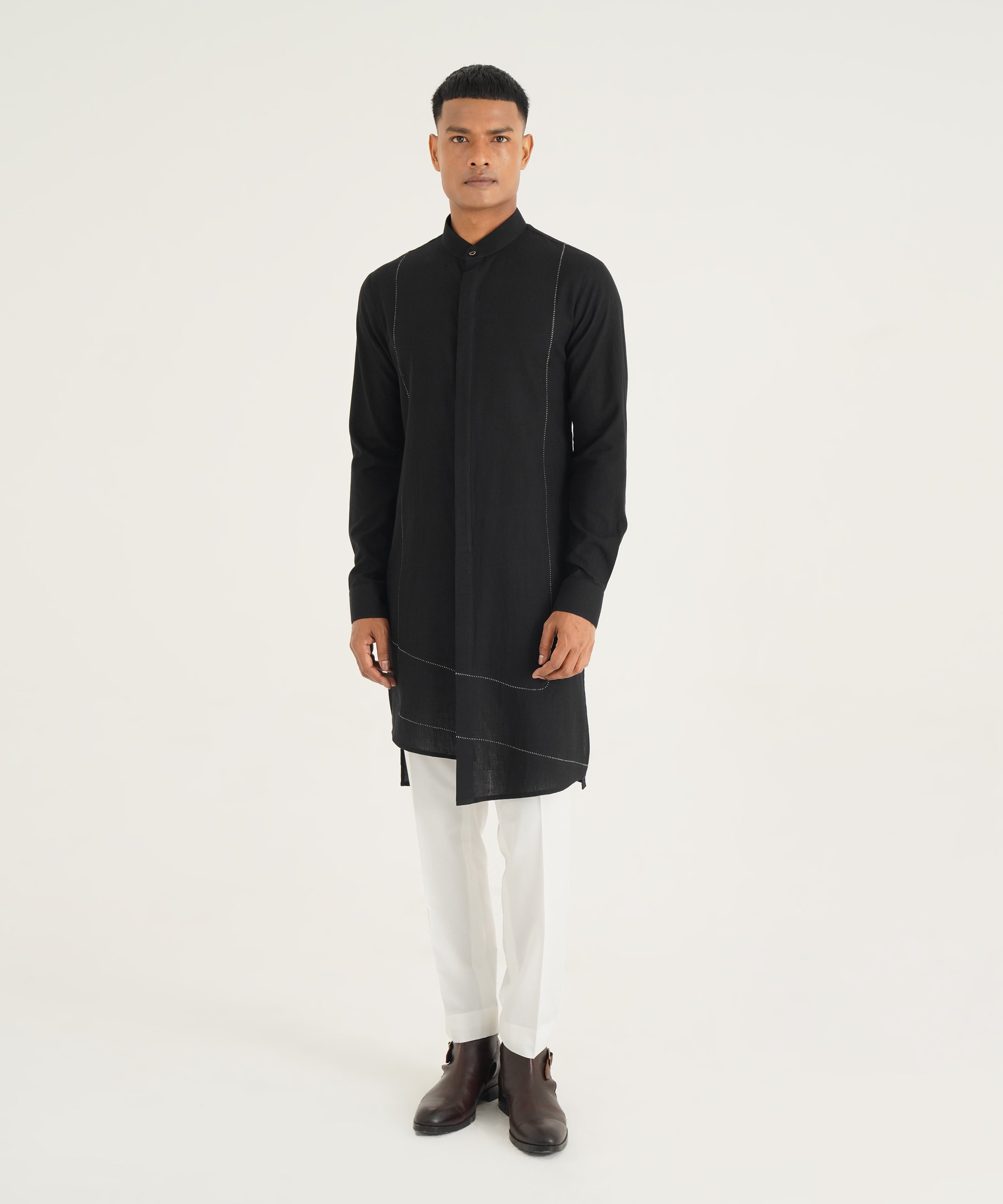 Front Open Handloom Kurta Set