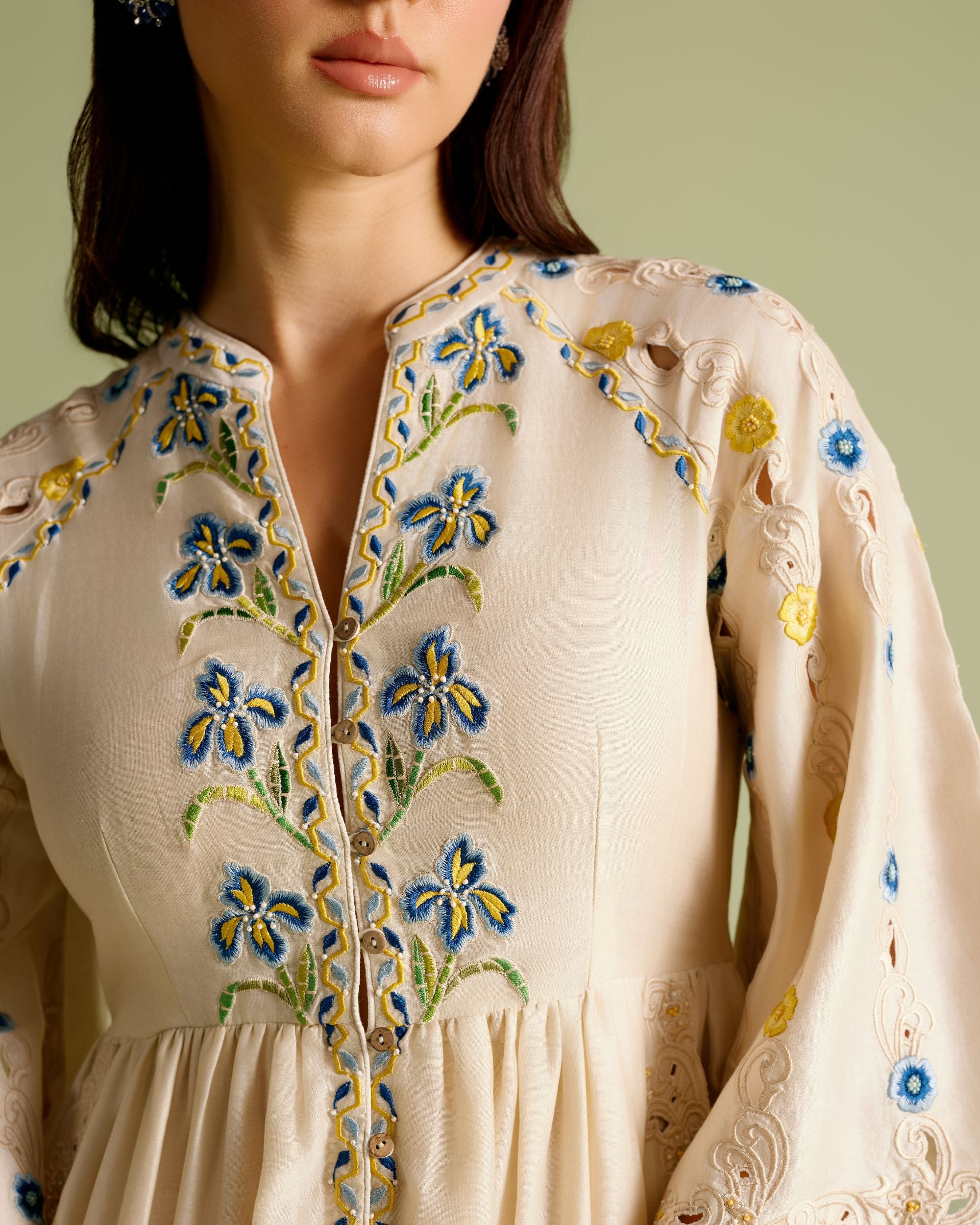 Ivory Iris Mosaic Midi Dress