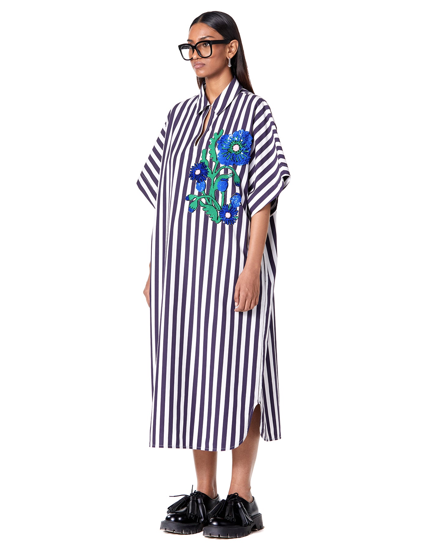 HALF POLO BATWING DRESS