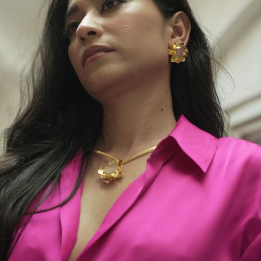 Golden Blossom Pendant with Heart Shaped Hasli