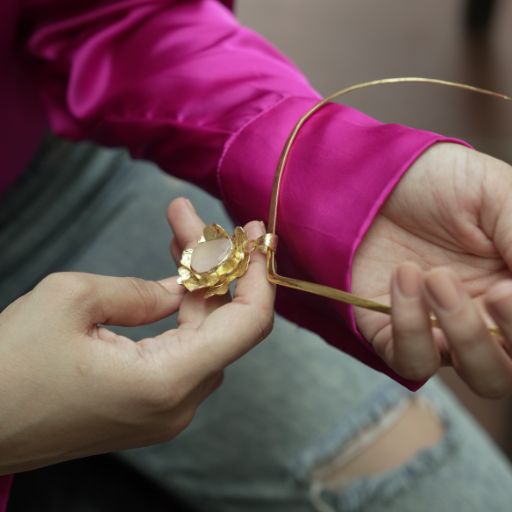 Golden Blossom Pendant with Heart Shaped Hasli