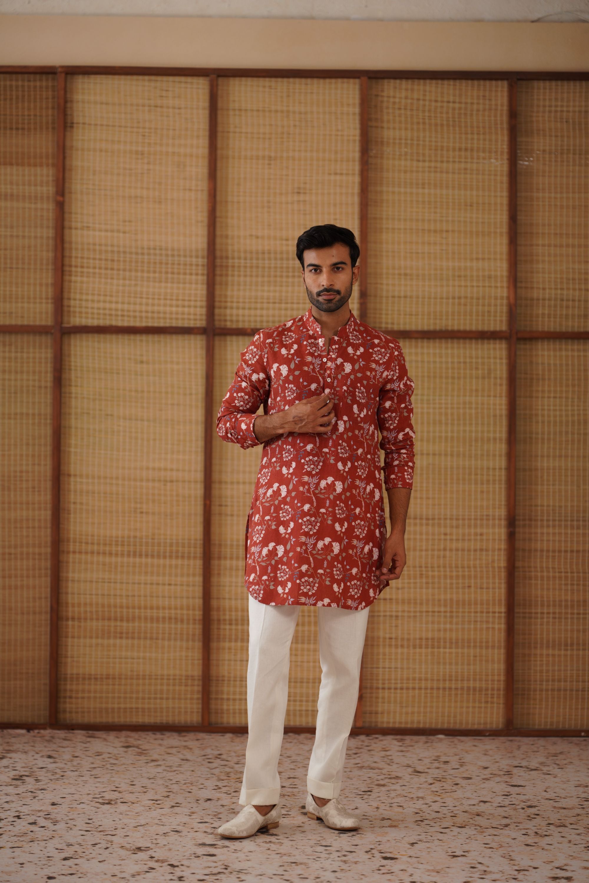 Bouquet of wildflowers printed short kurta set