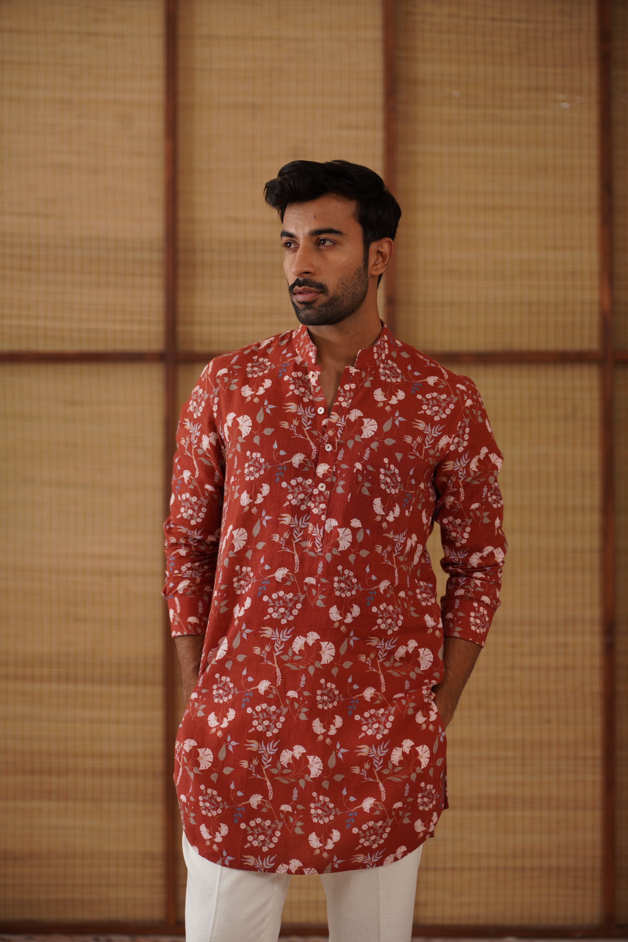 Bouquet of wildflowers printed short kurta set