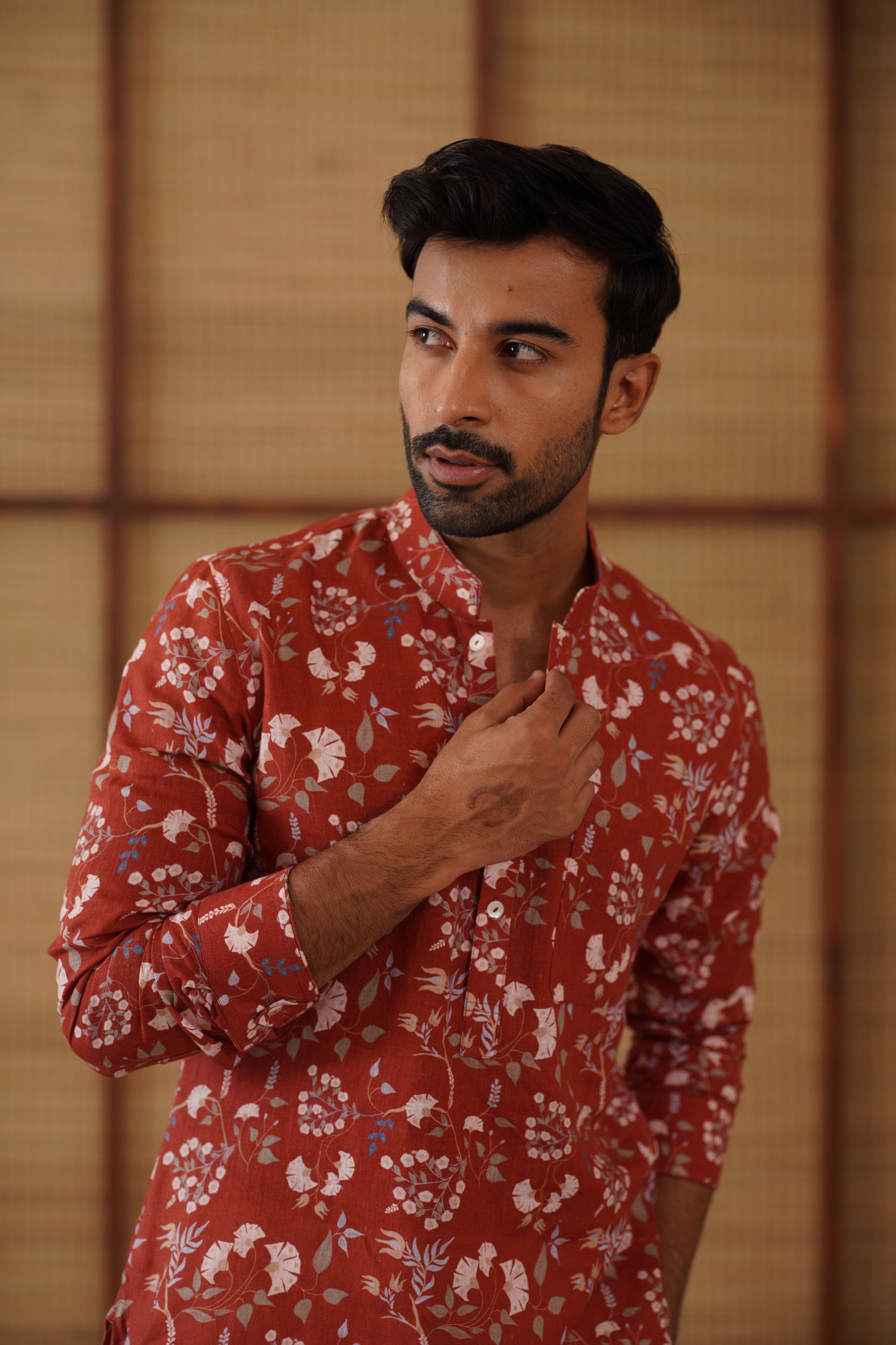 Bouquet of wildflowers printed short kurta set