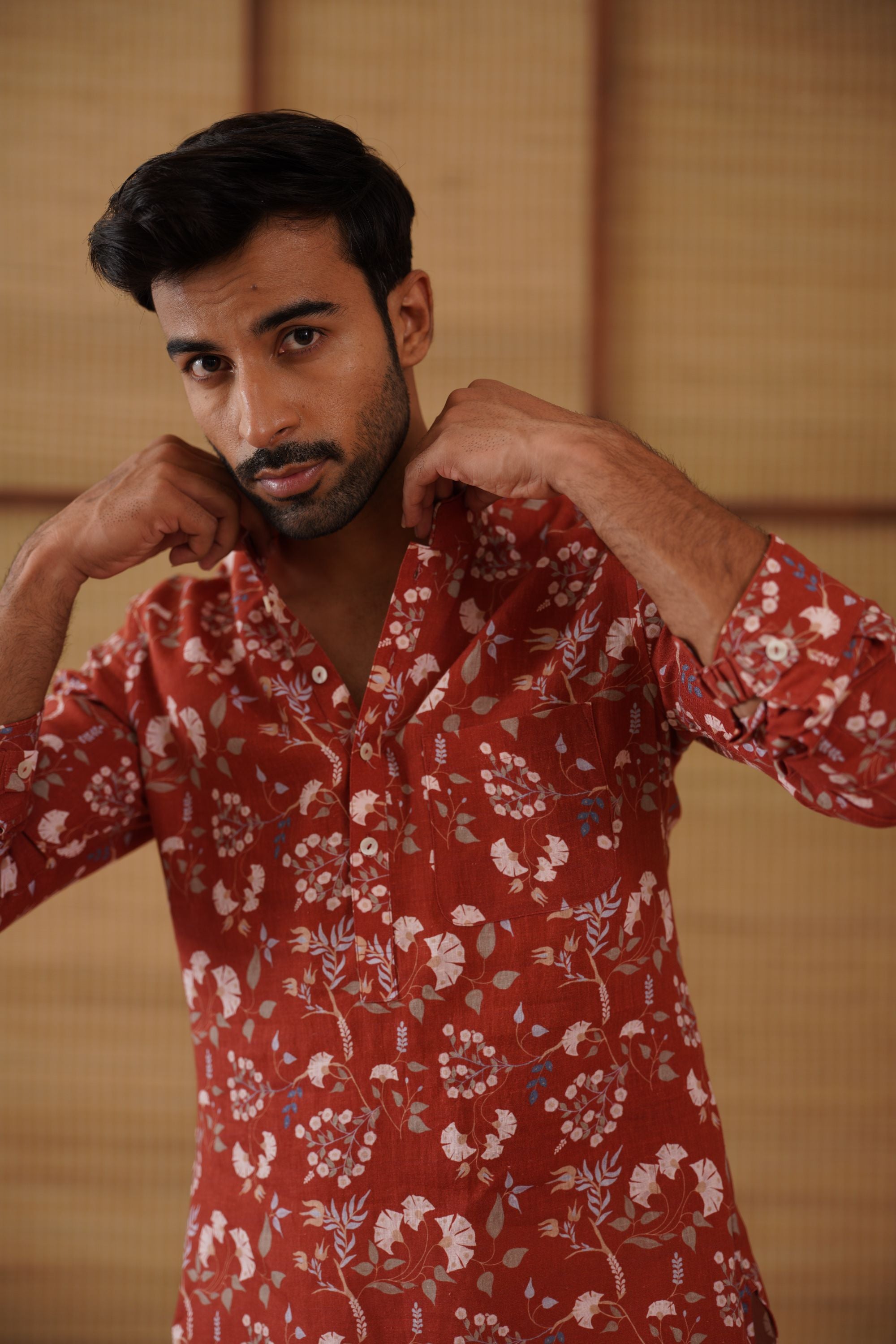 Bouquet of wildflowers printed short kurta set