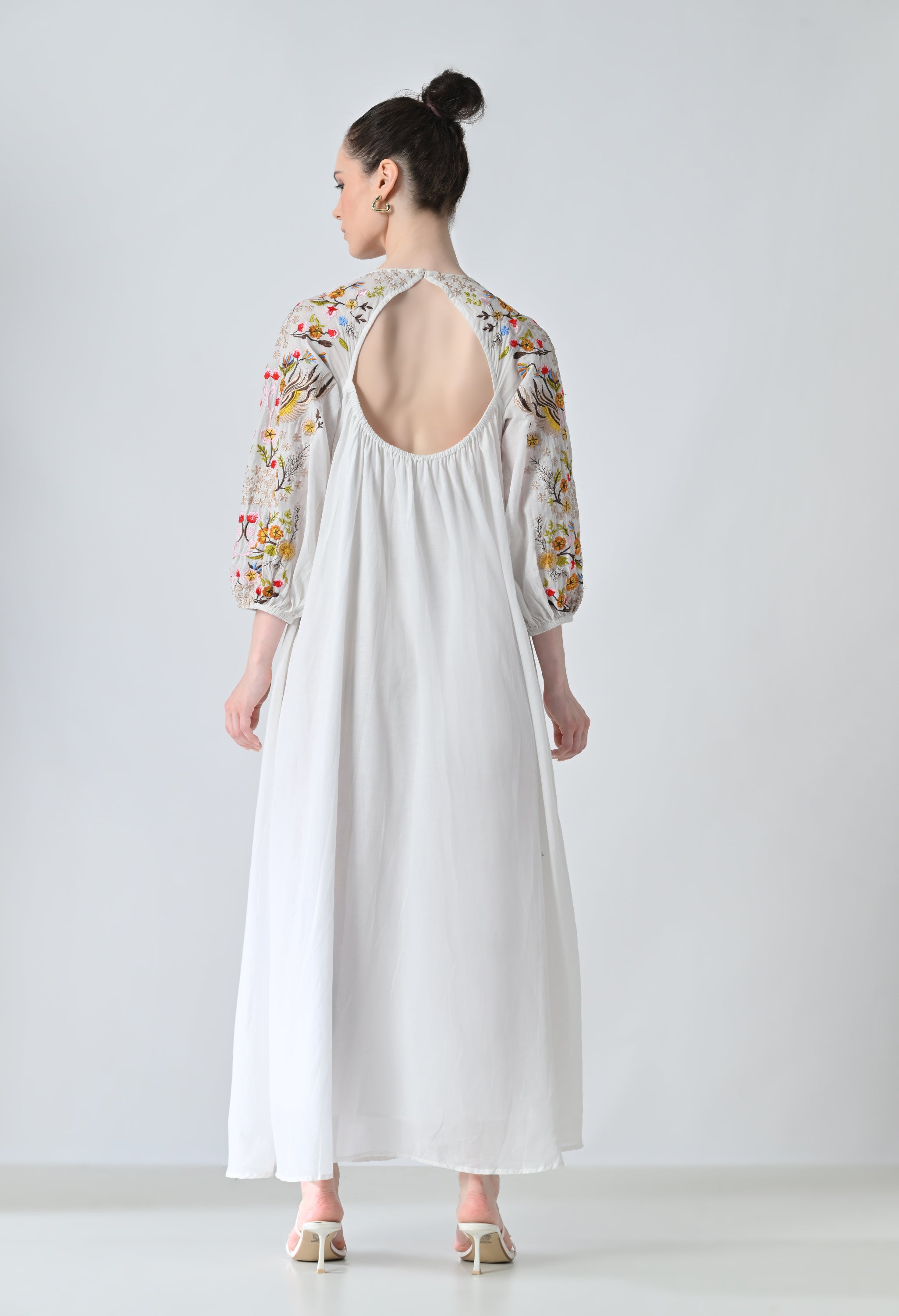 Ivory Floral Embroidered Dress