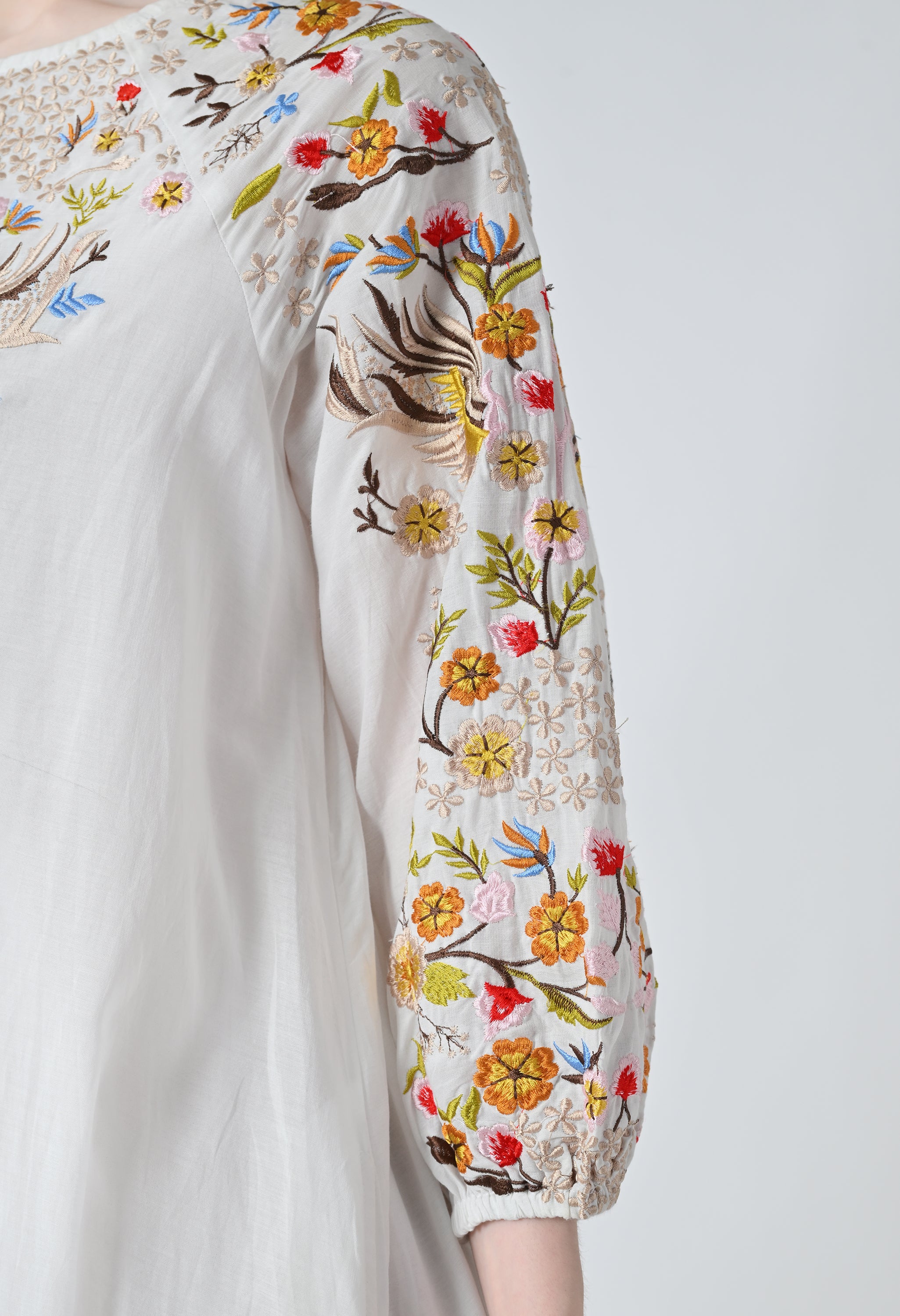 Ivory Floral Embroidered Dress