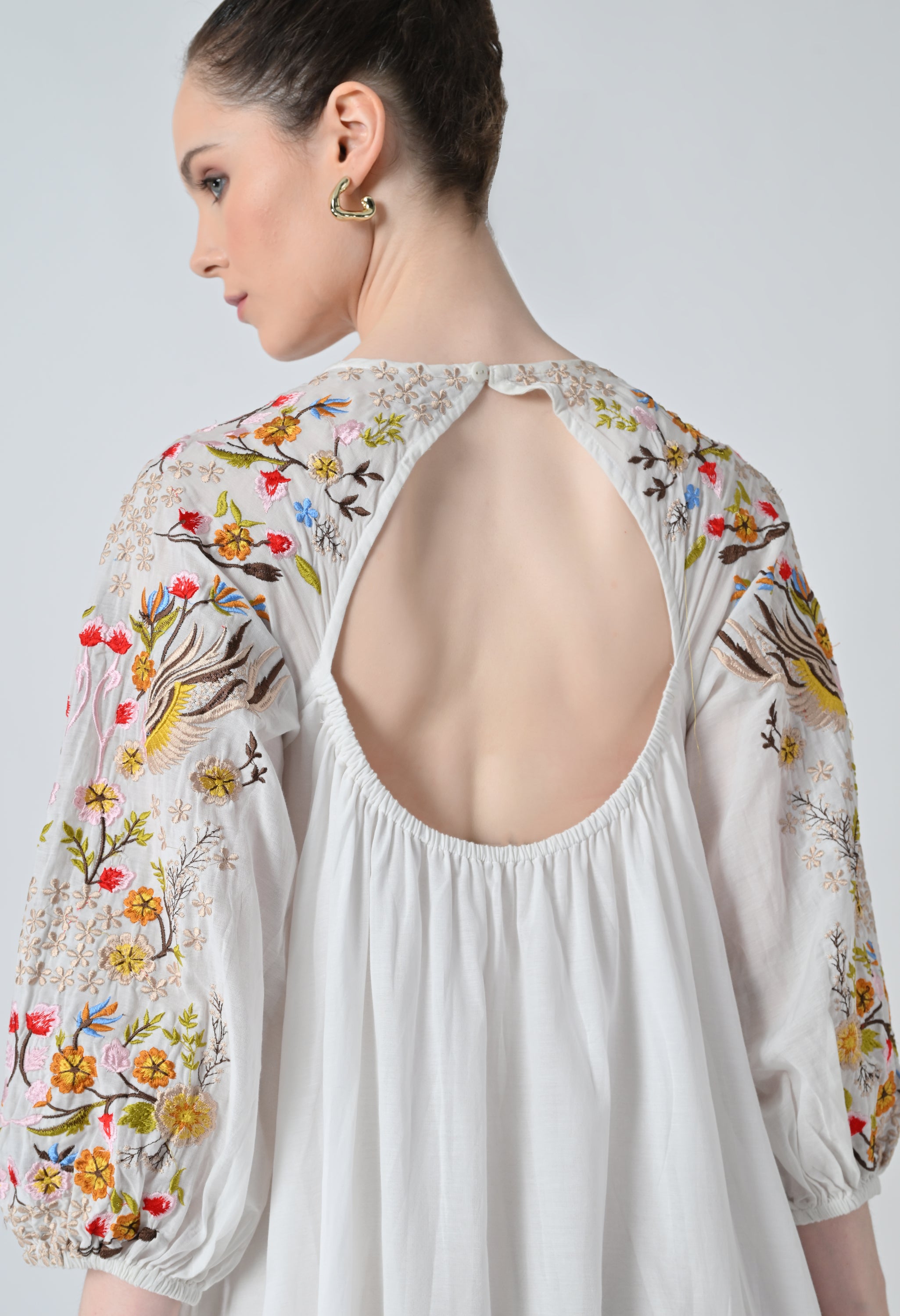 Ivory Floral Embroidered Dress