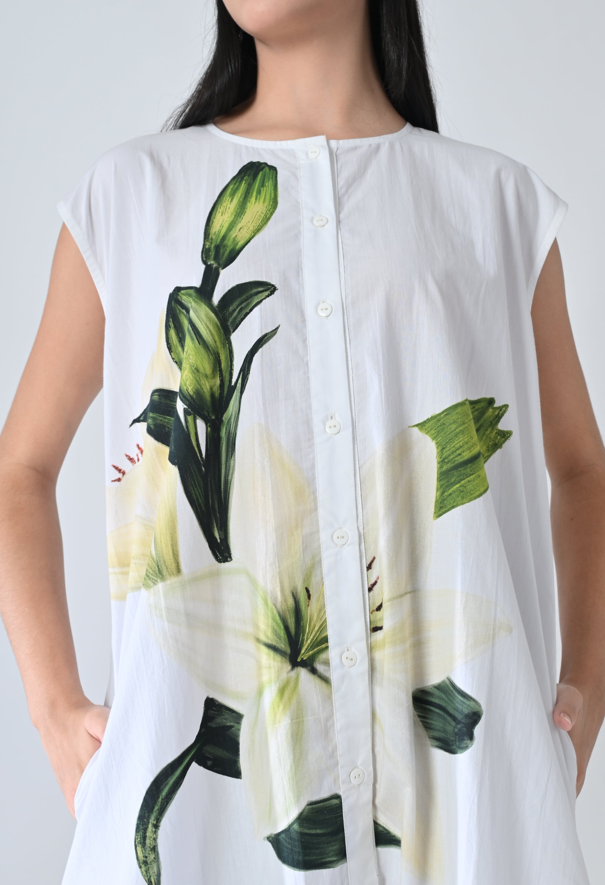 Soft Ivory Floral Printed Dress