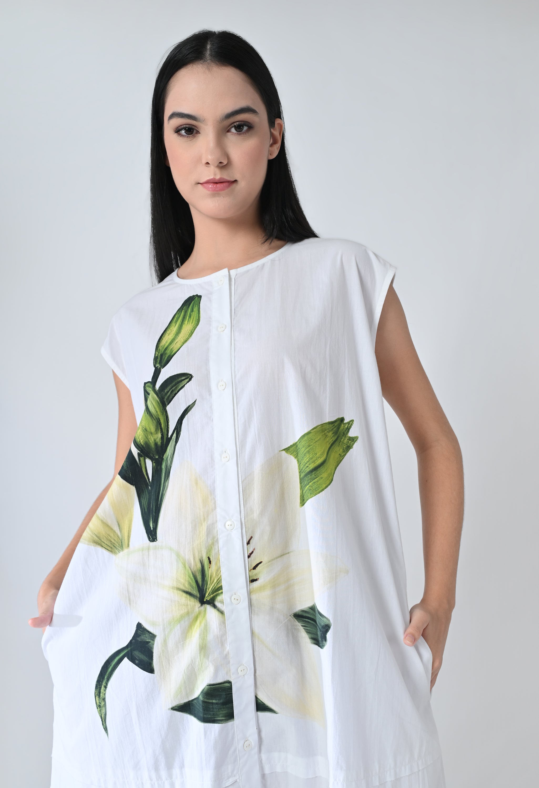Soft Ivory Floral Printed Dress