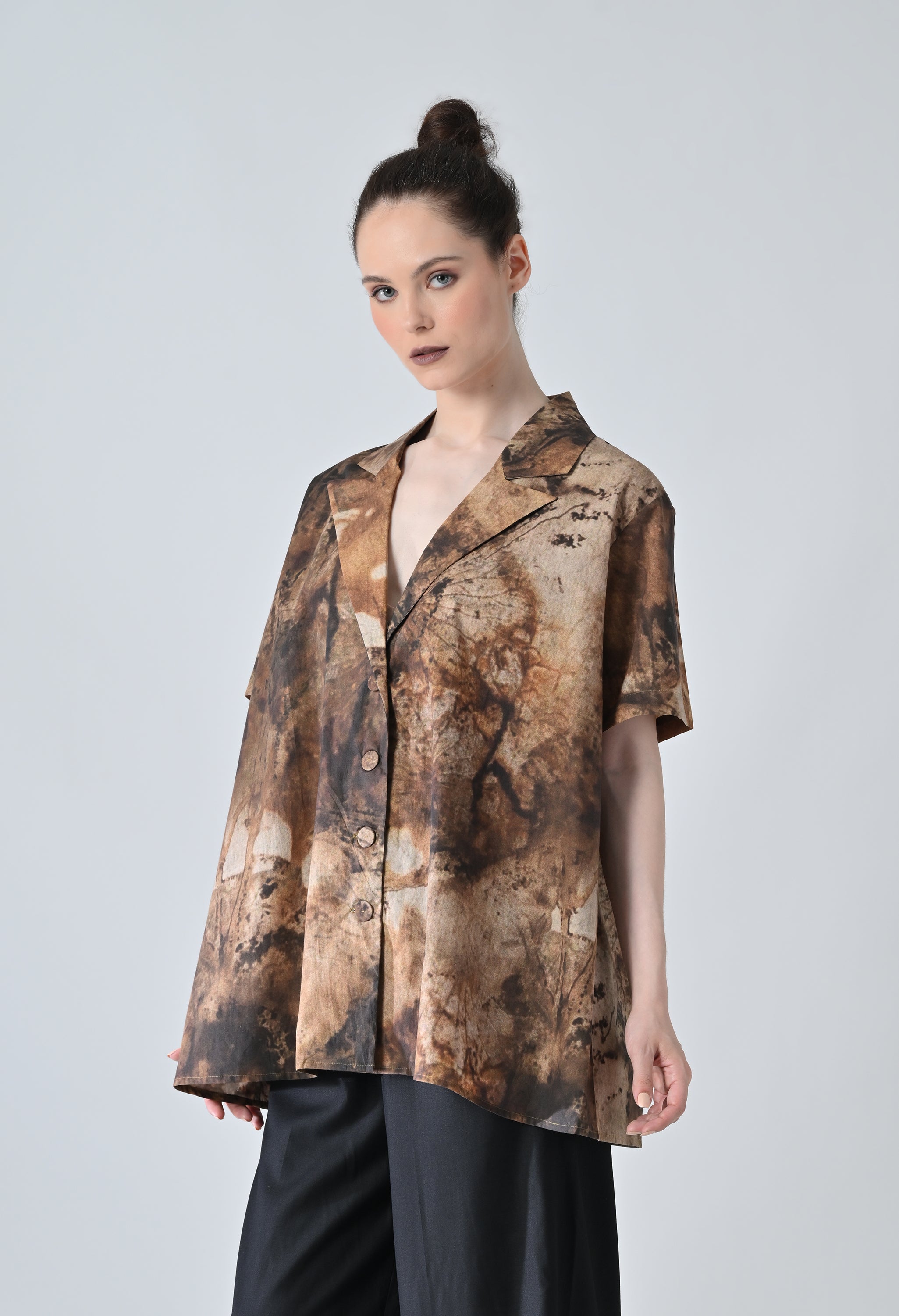 Brown Terra Brush Printed Shirt