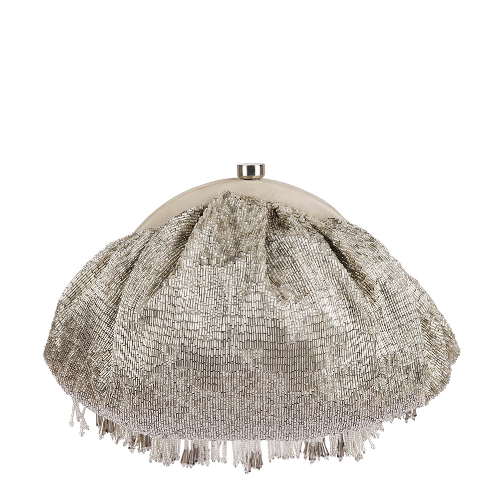 Firante Soft Pouch Lustrous Silver With Handle