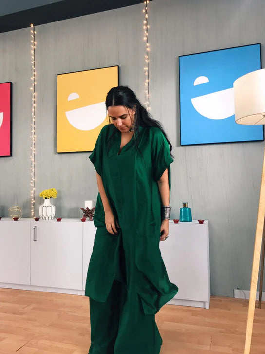 Cobalt Silk Kaftan Set