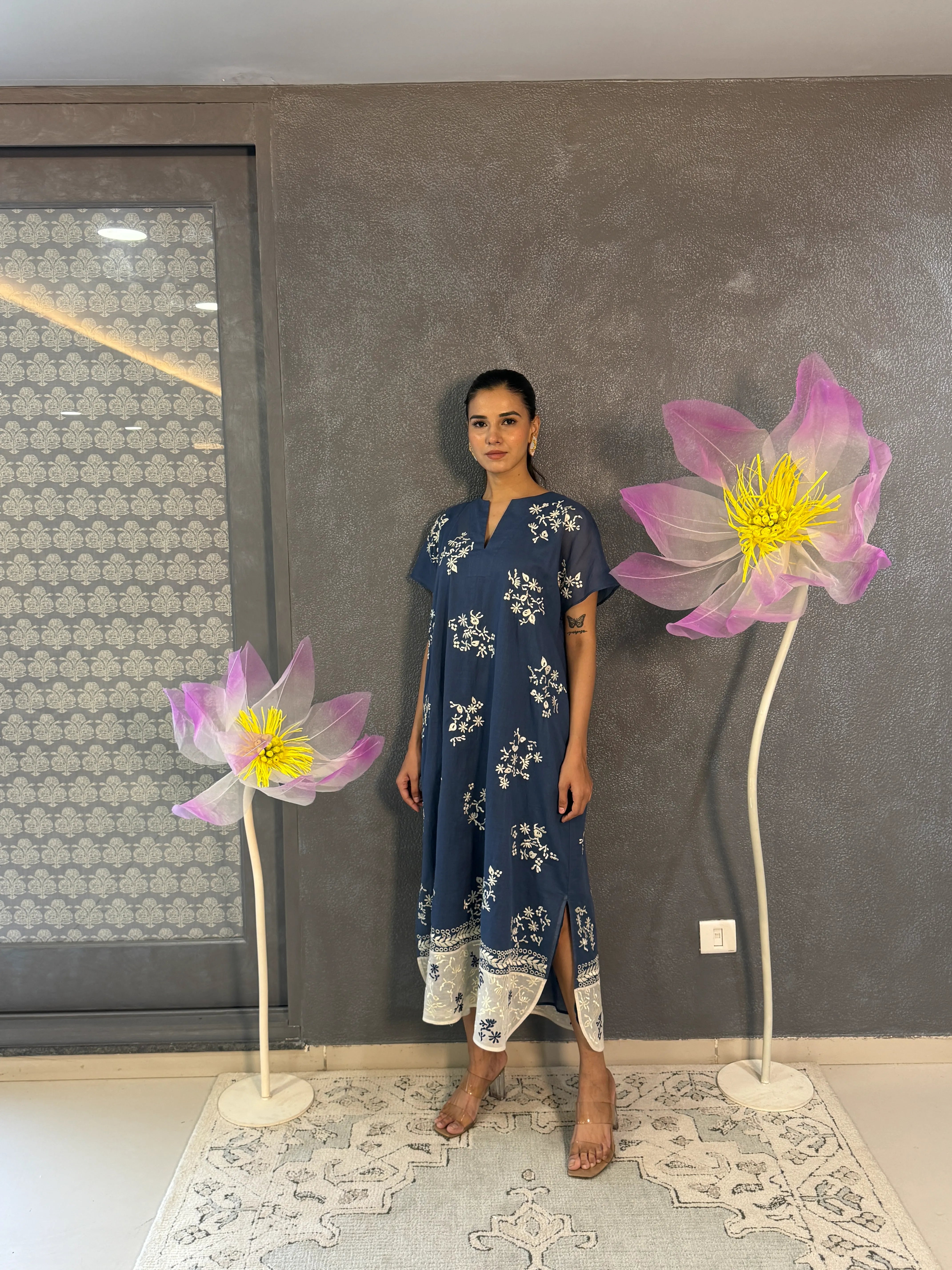 Space Ecru Handloom Cotton Dress