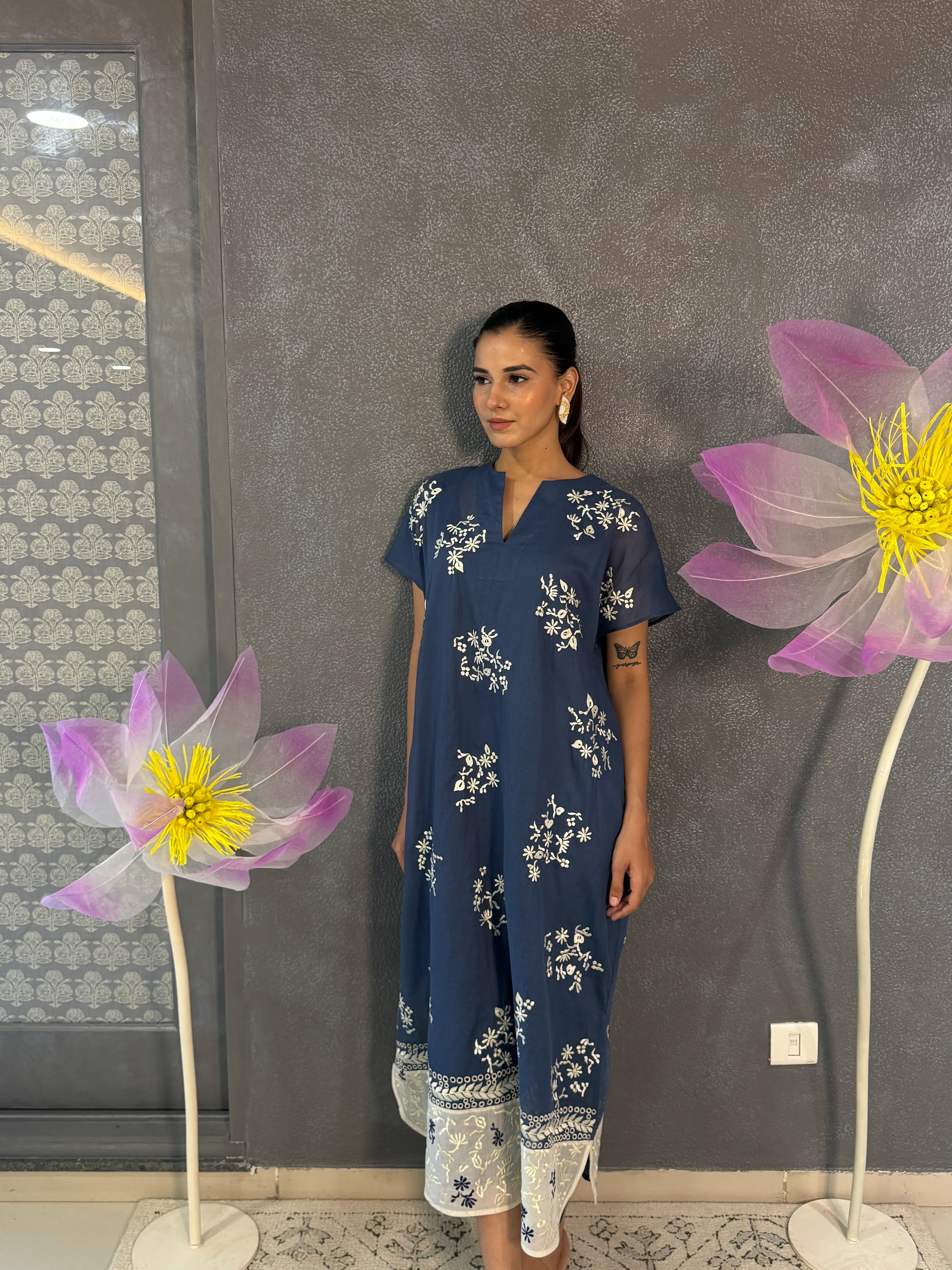 Space Ecru Handloom Cotton Dress