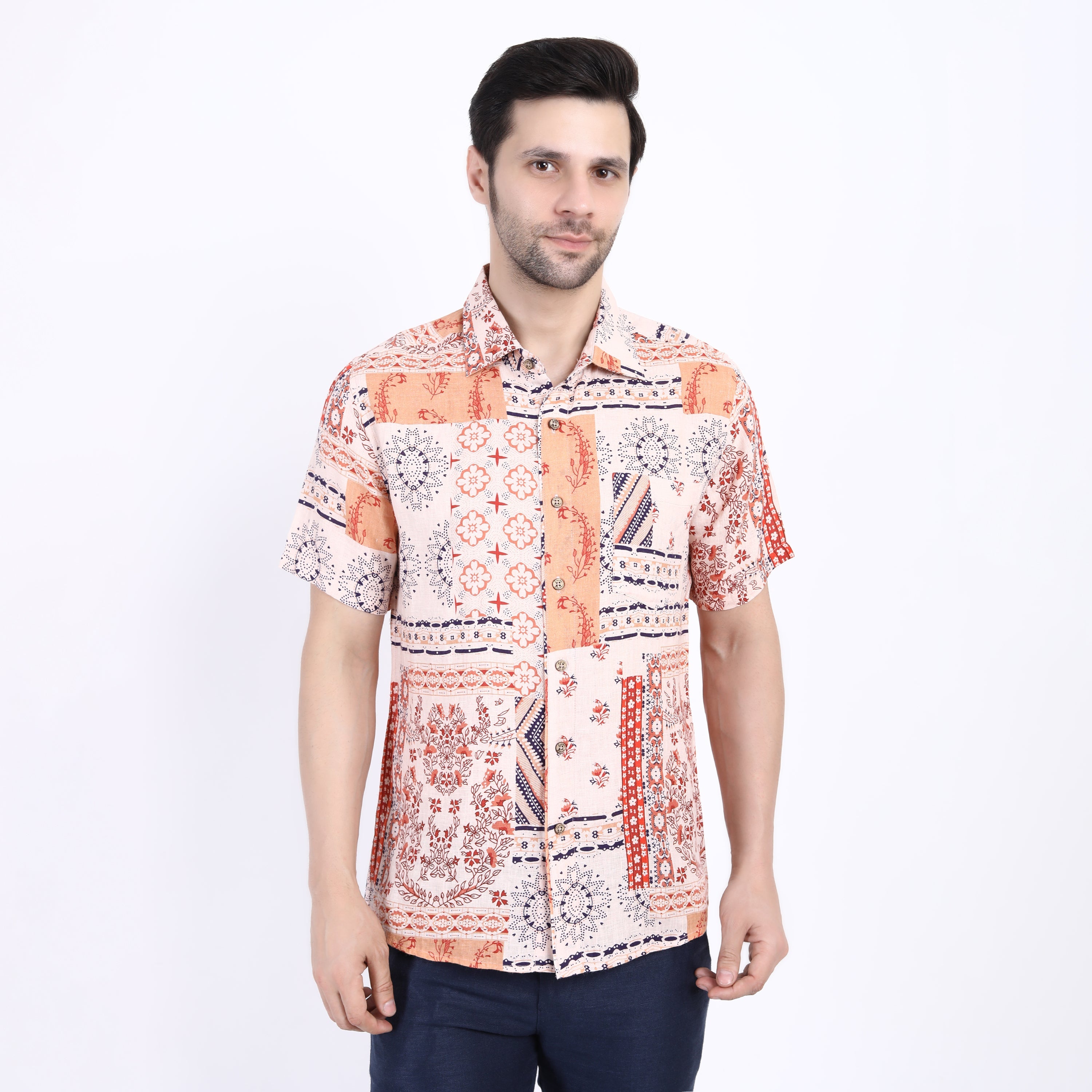 Jakarta Print Linen Half Sleeve Shirt