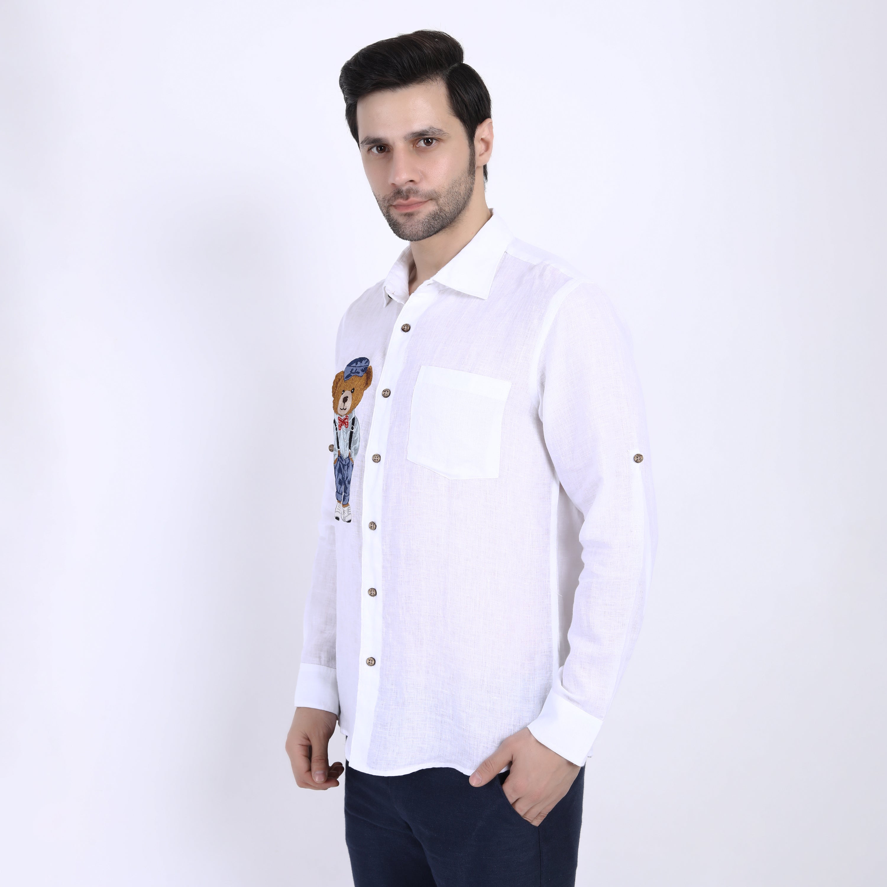 Boss Teddy Embroidered Linen Shirt