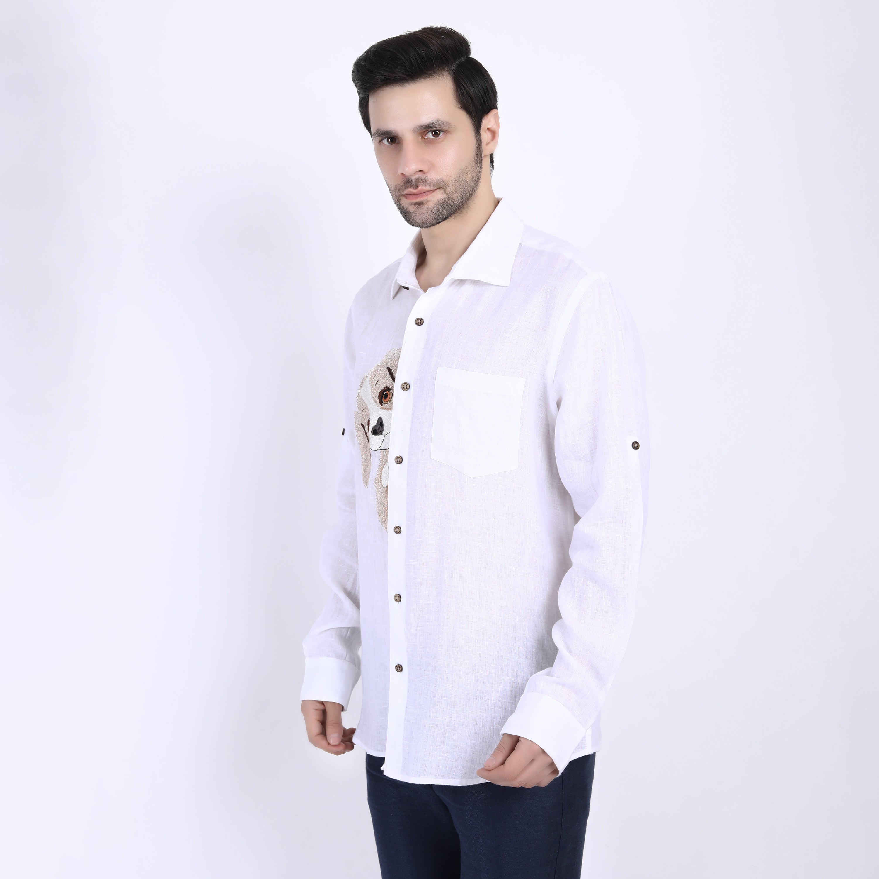 White Coco Embroidered Linen Shirt