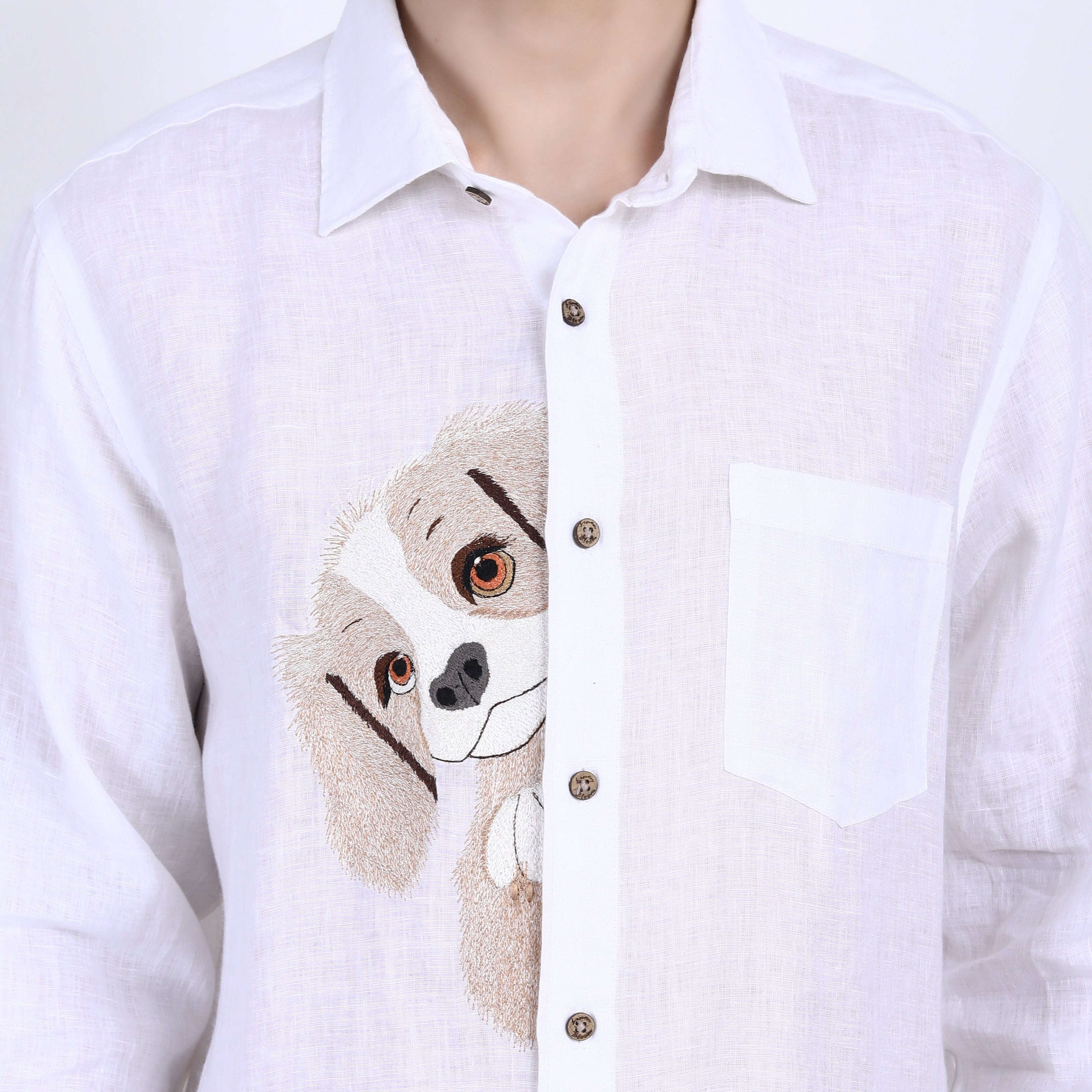 White Coco Embroidered Linen Shirt