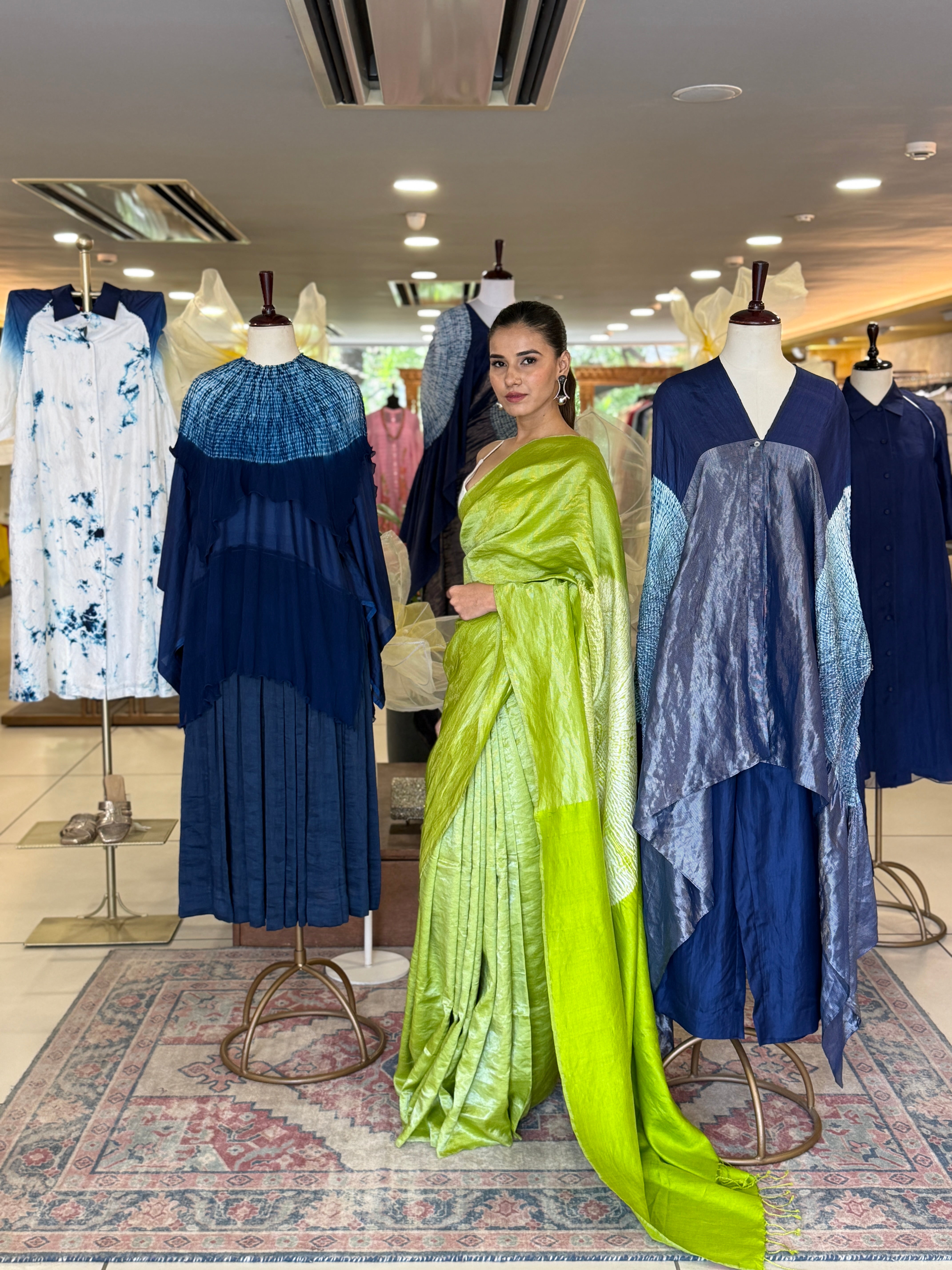 Handsfree Saree - Metallic Green