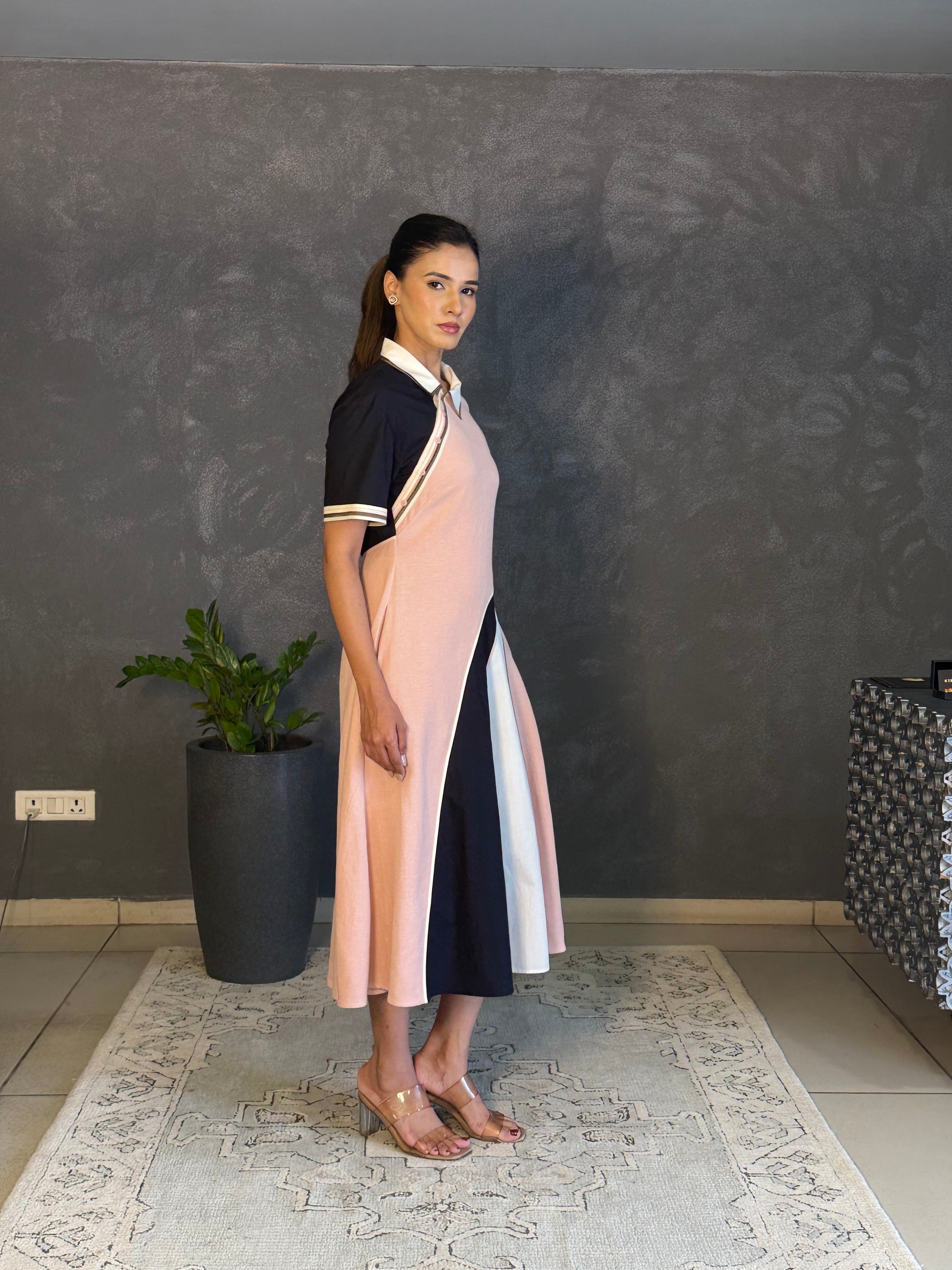 Asymmetrical Colorblocked Dress