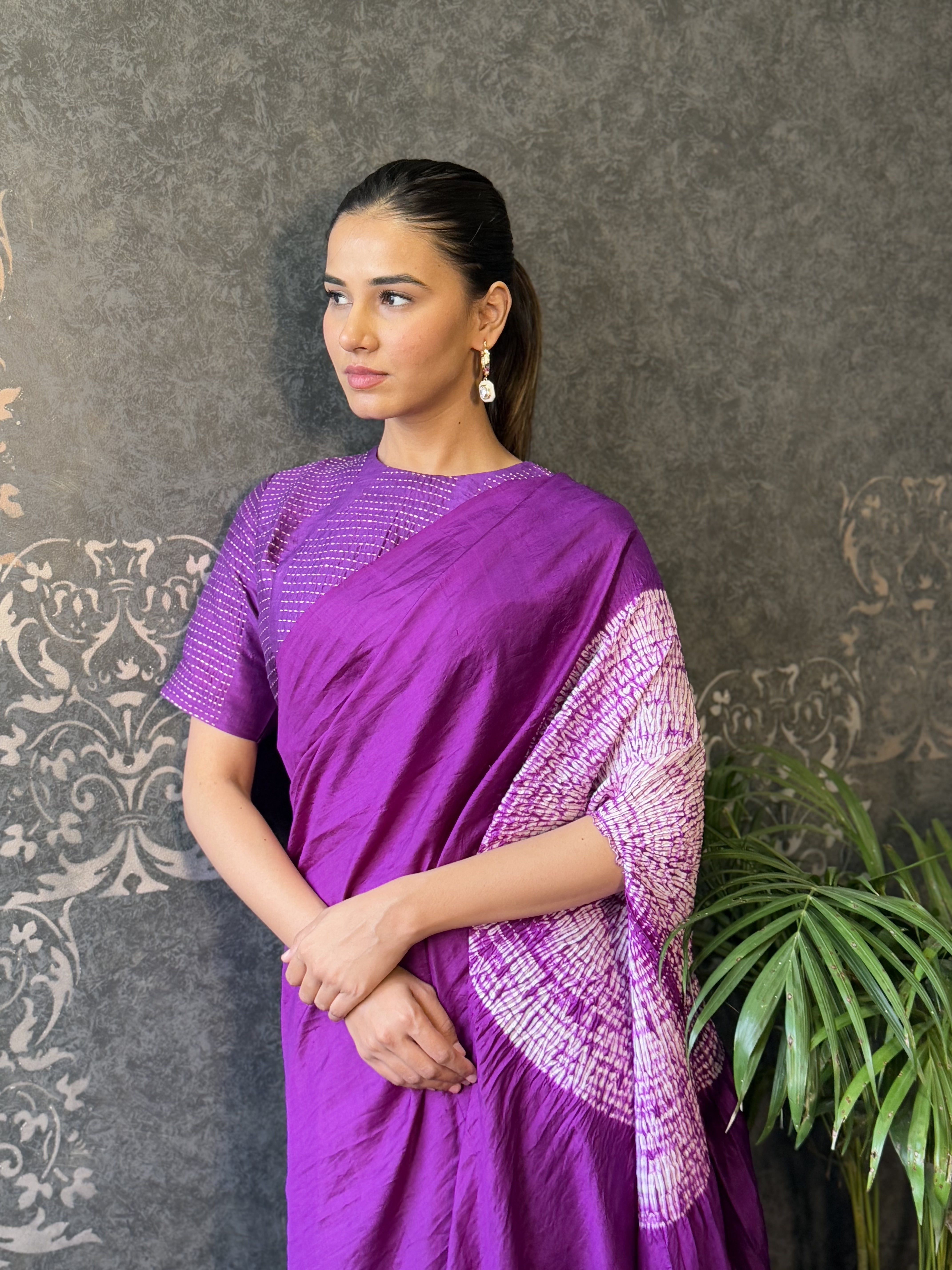 PURPLE HANDSFREE SAREE