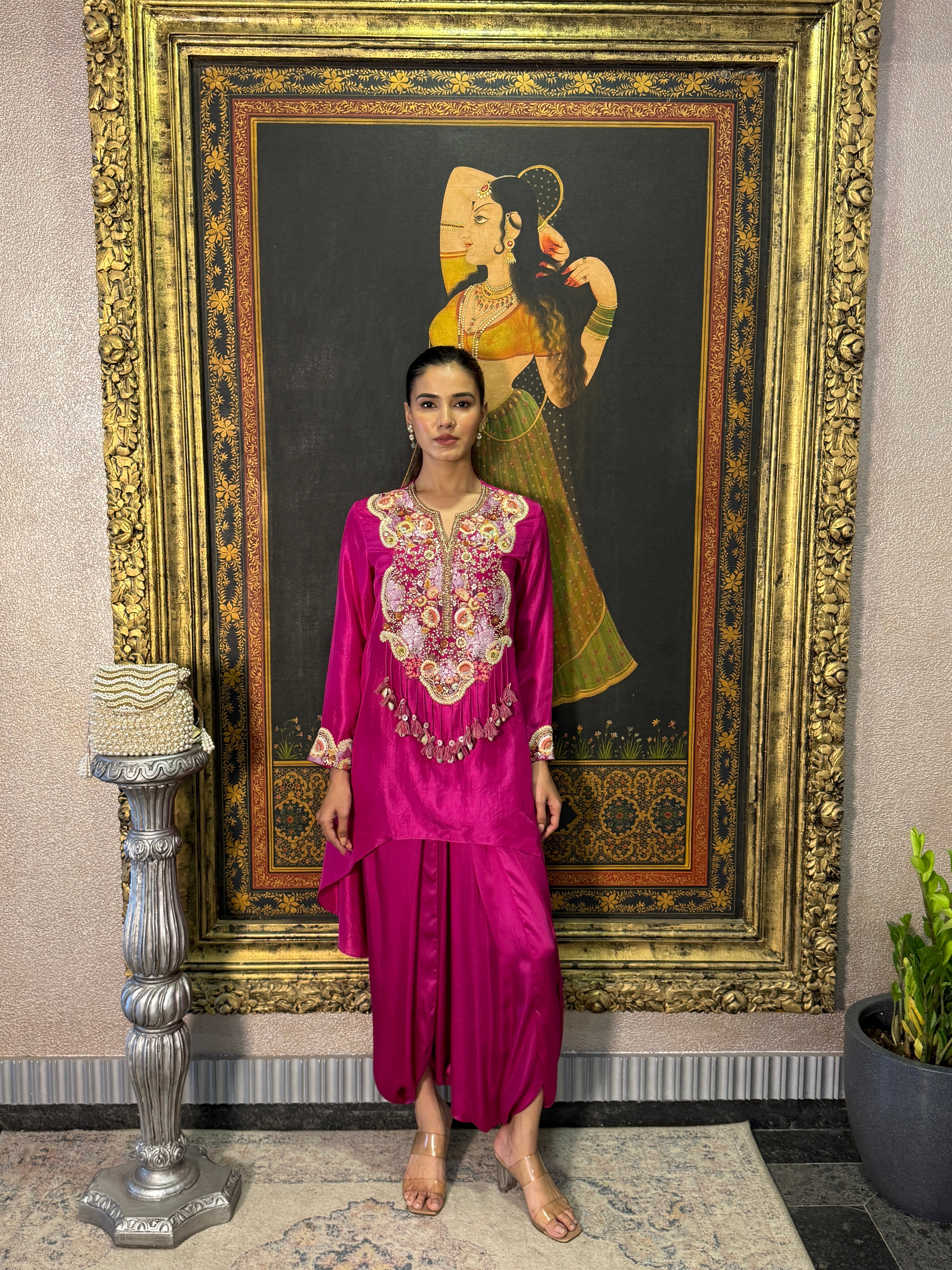 Fuchsia Pink Short kurti set