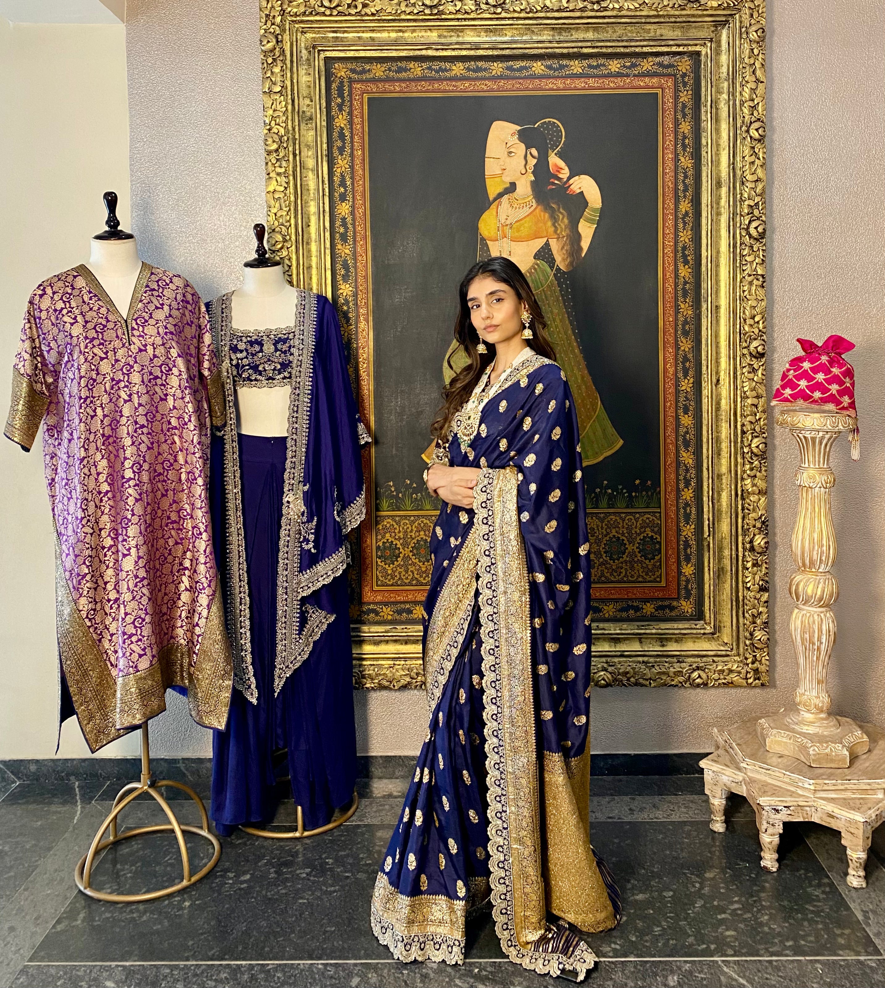 PURPLE BANARAS SAREE SET