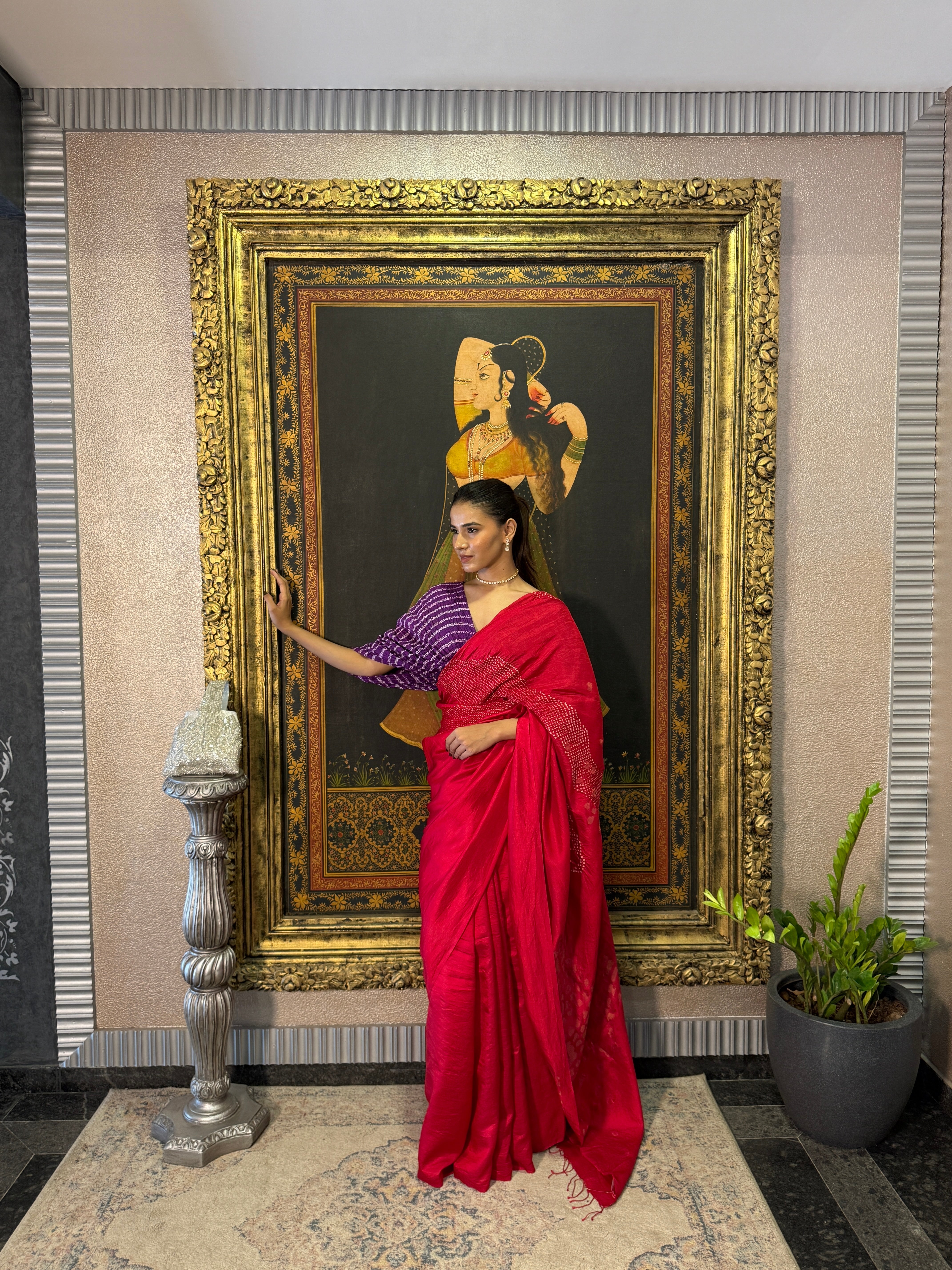 Bright Red Saree