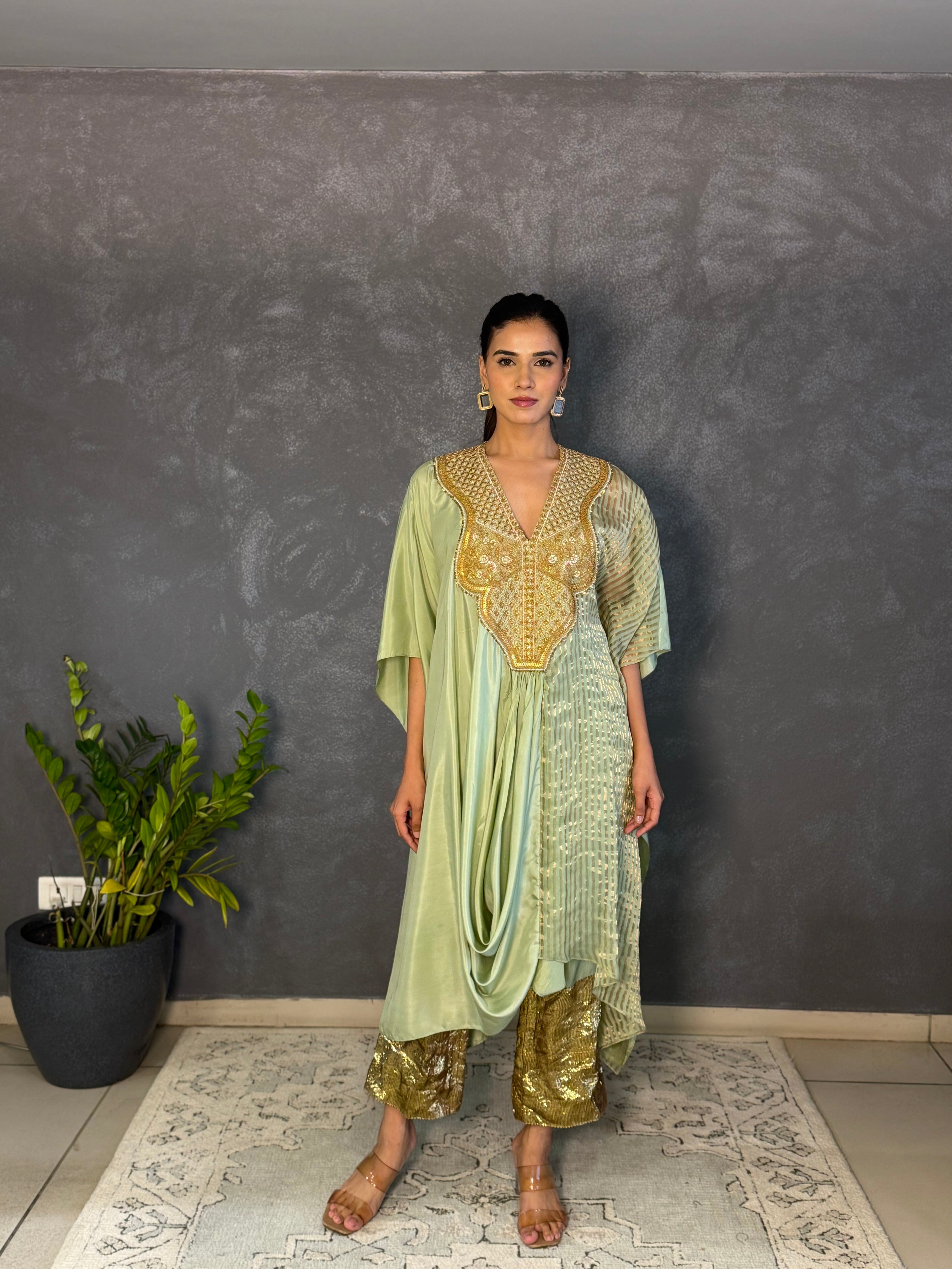 Sage Noor Embellished Kaftan