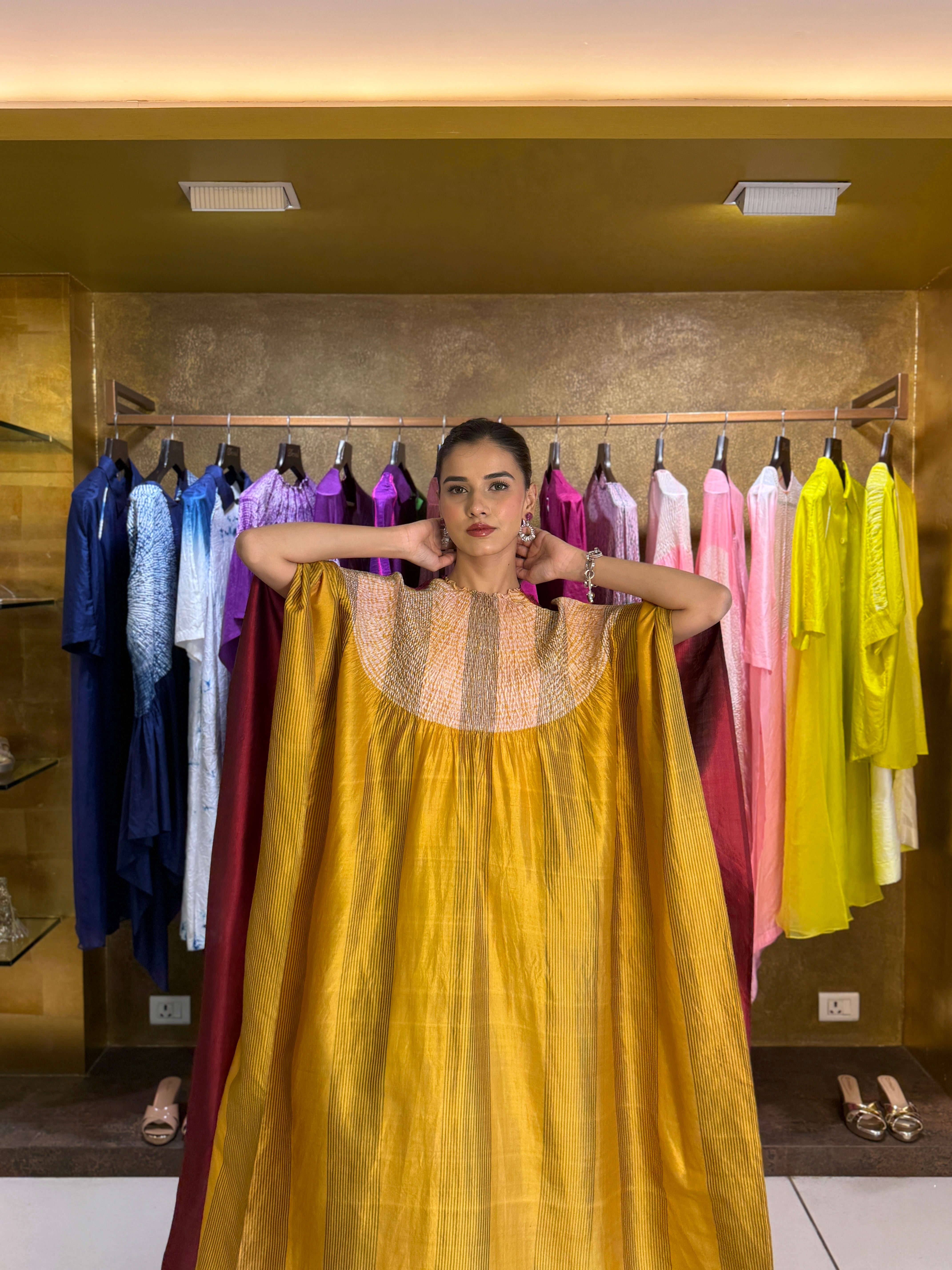 Off Grid Kaftan - Ochre Magenta