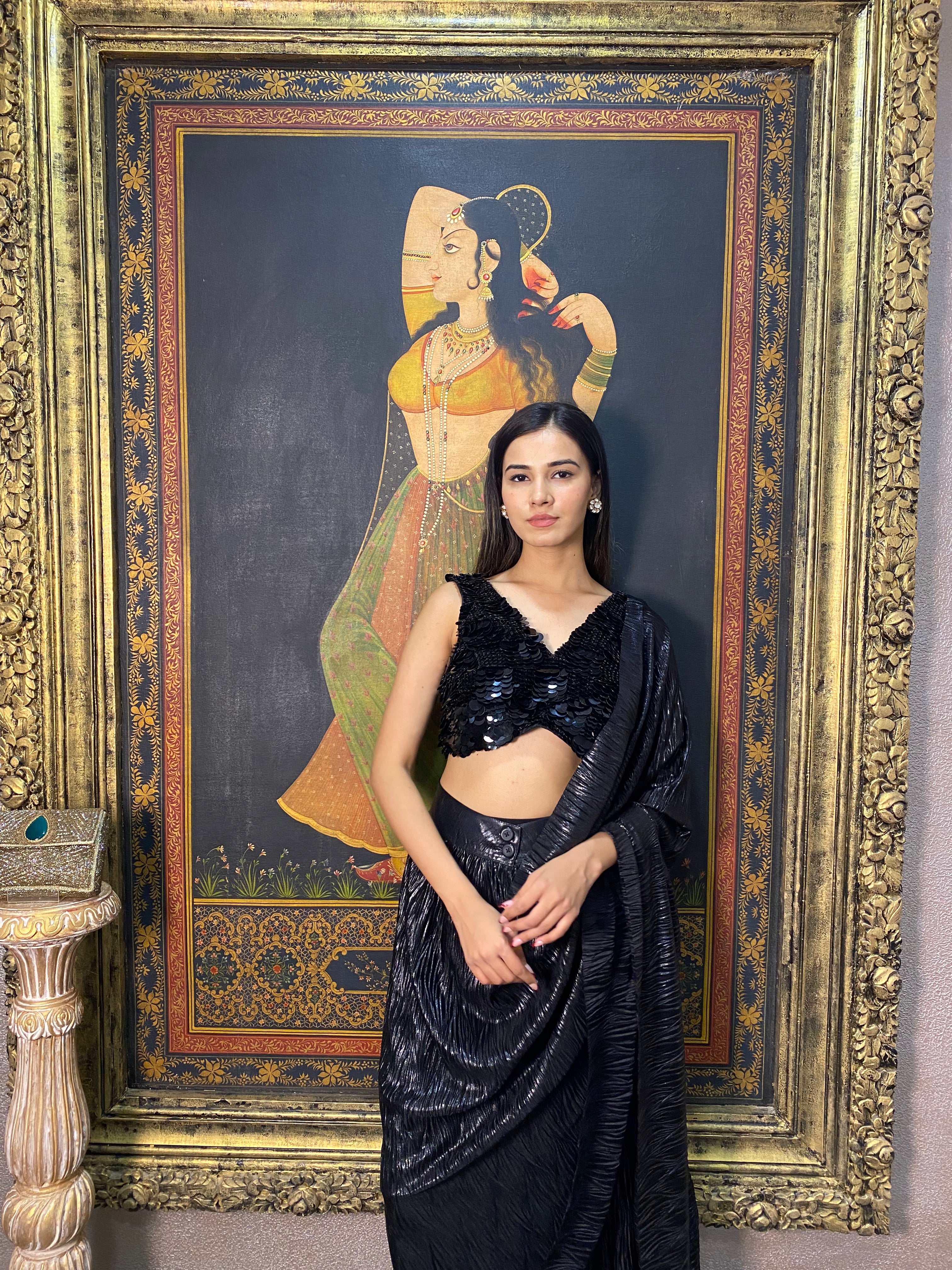 Black Drape Saree