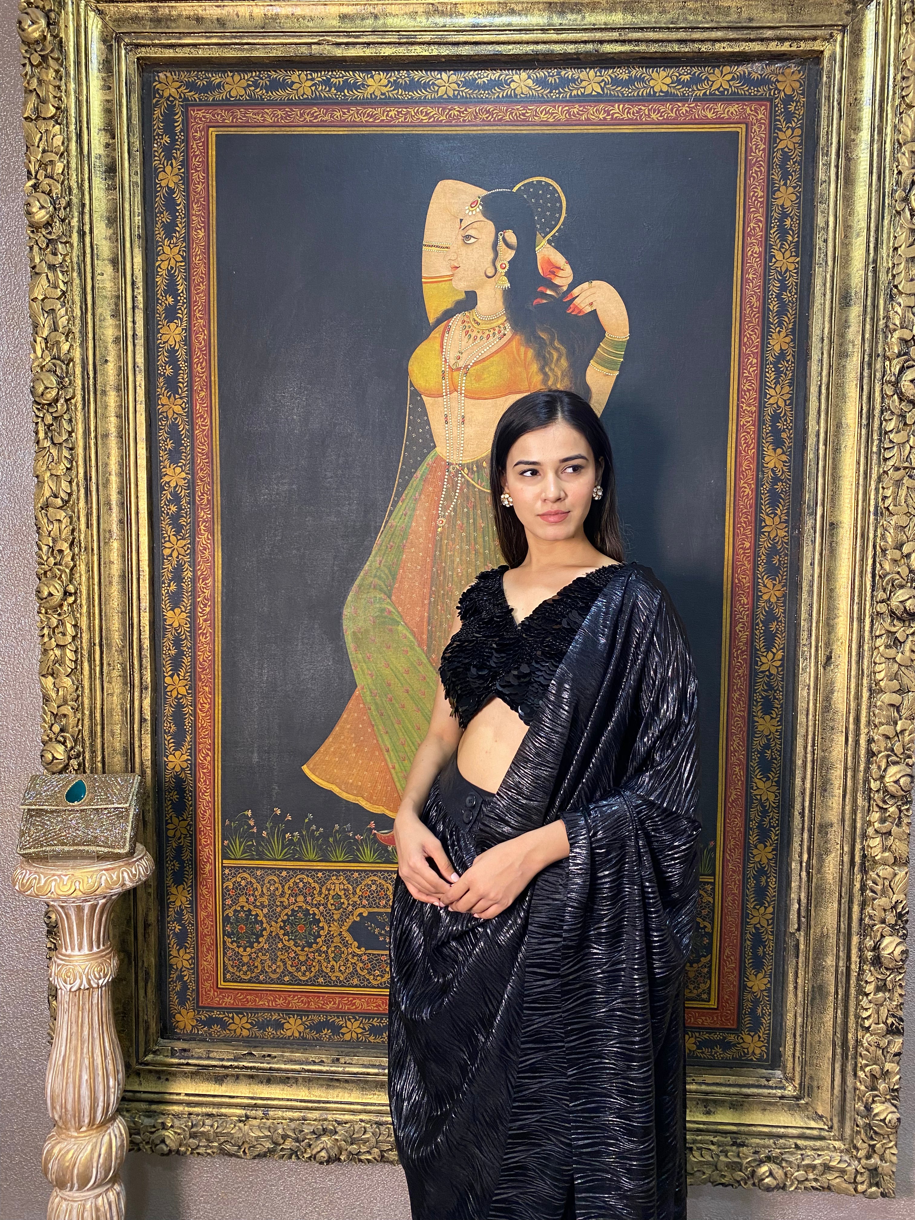 Black Drape Saree
