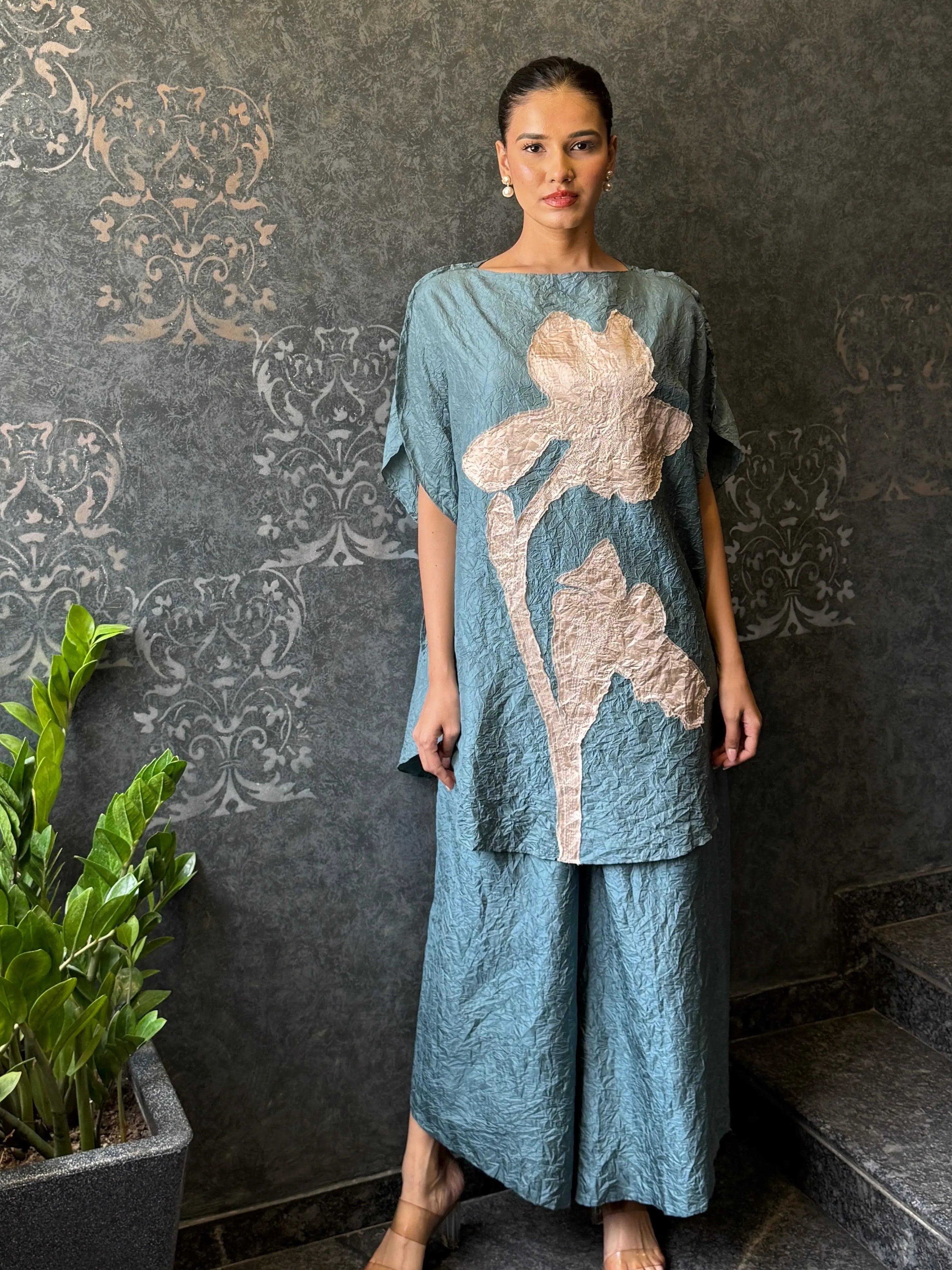 Blue Mulberry Silk Co-Ord Set