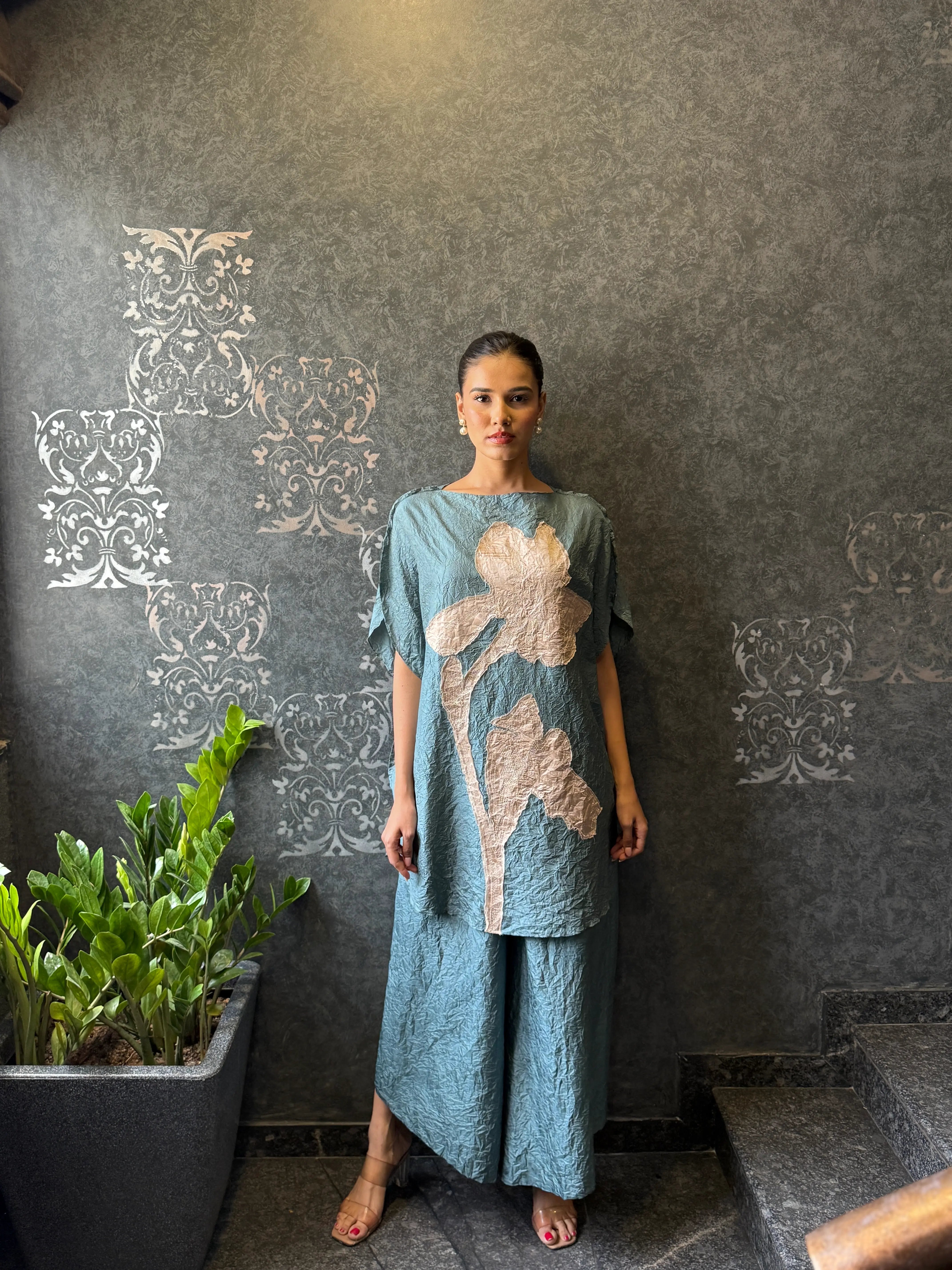 Blue Mulberry Silk Co-Ord Set