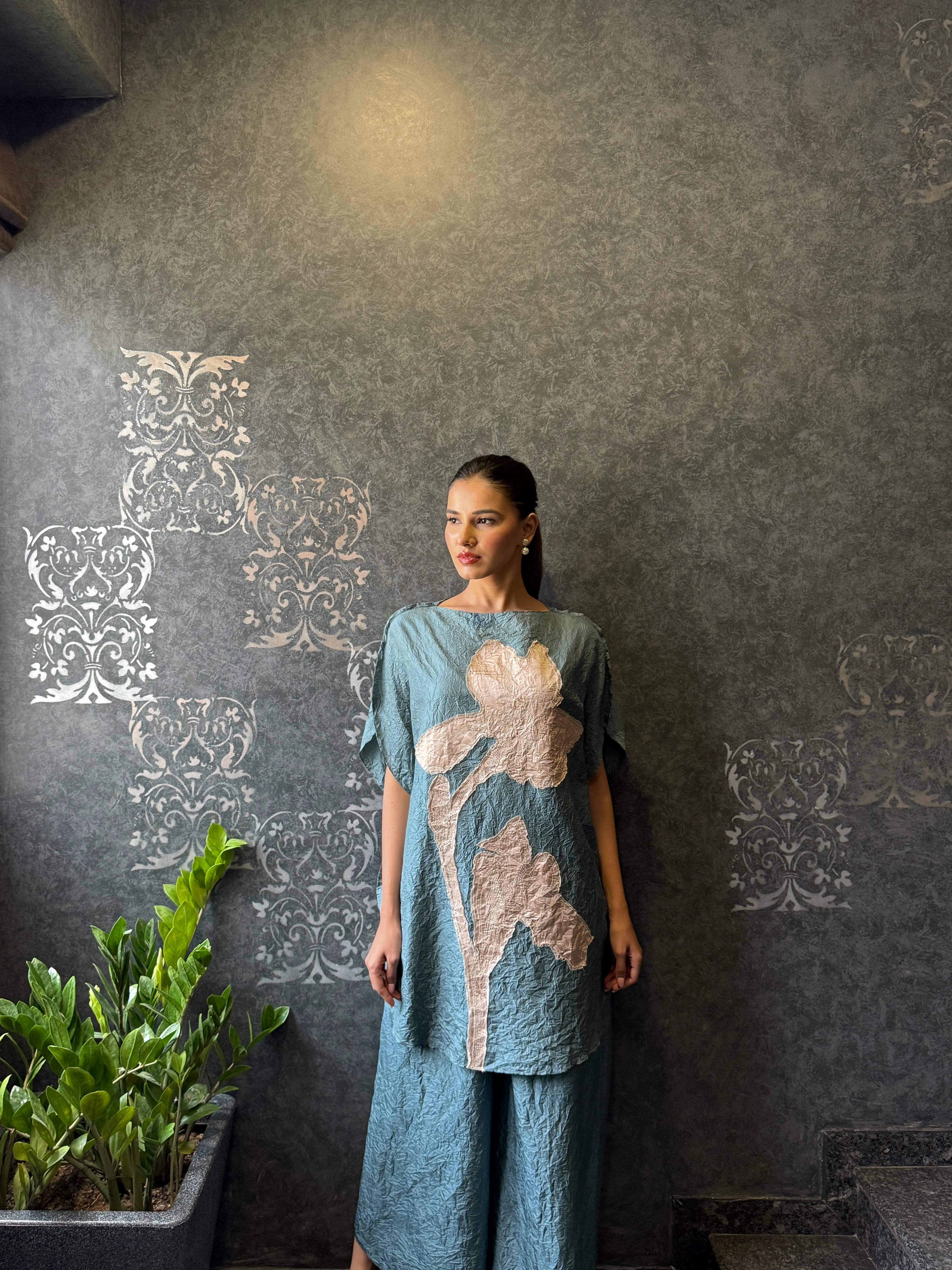 Blue Mulberry Silk Co-Ord Set