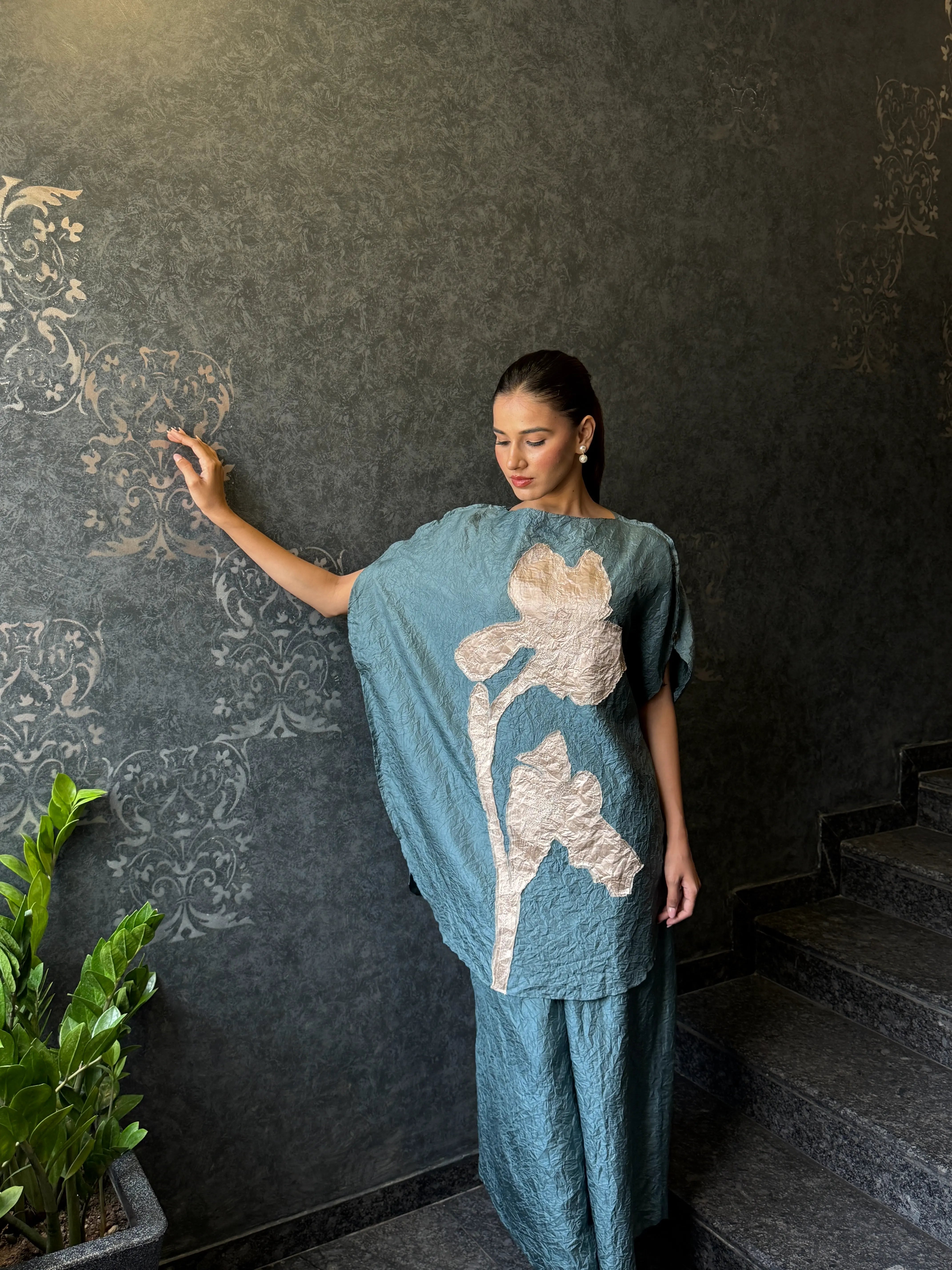 Blue Mulberry Silk Co-Ord Set