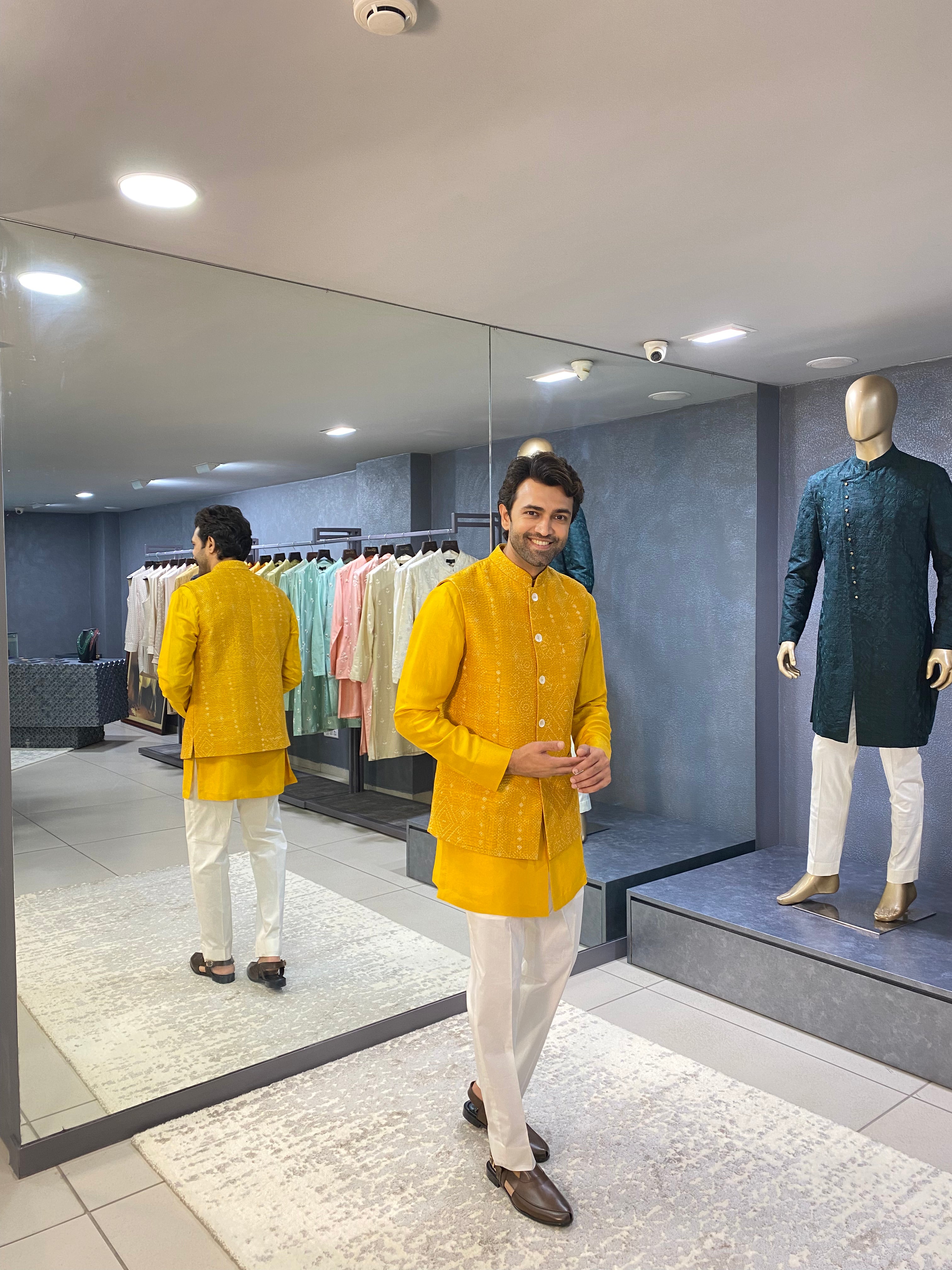 Sadri- Yellow Nehru Set